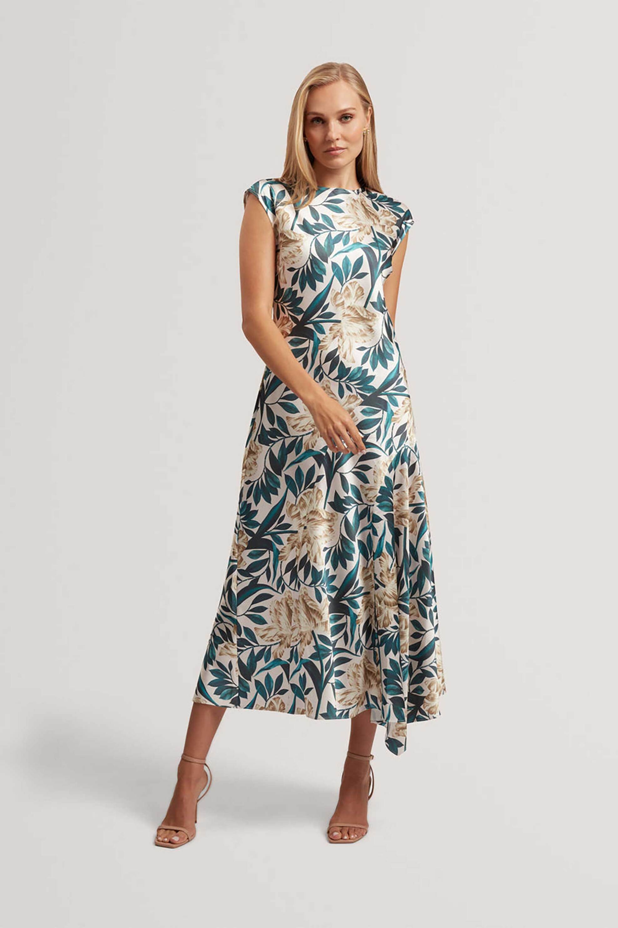 Ted Baker γυναικείο midi αμάνικο φόρεμα με floral print "Aibee" - 283811 Εκρού