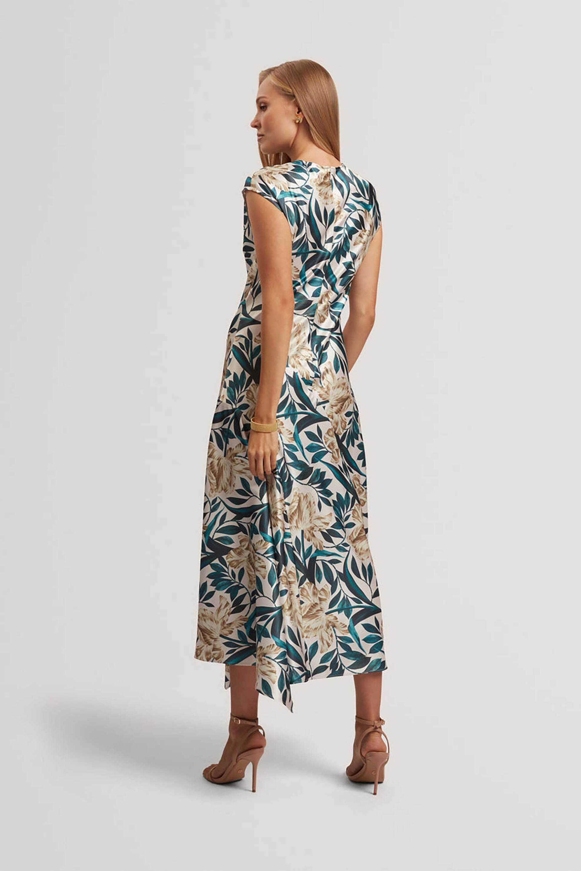 TED BAKER Ted Baker γυναικείο midi αμάνικο φόρεμα με floral print "Aibee" - 283811 Εκρού - 3