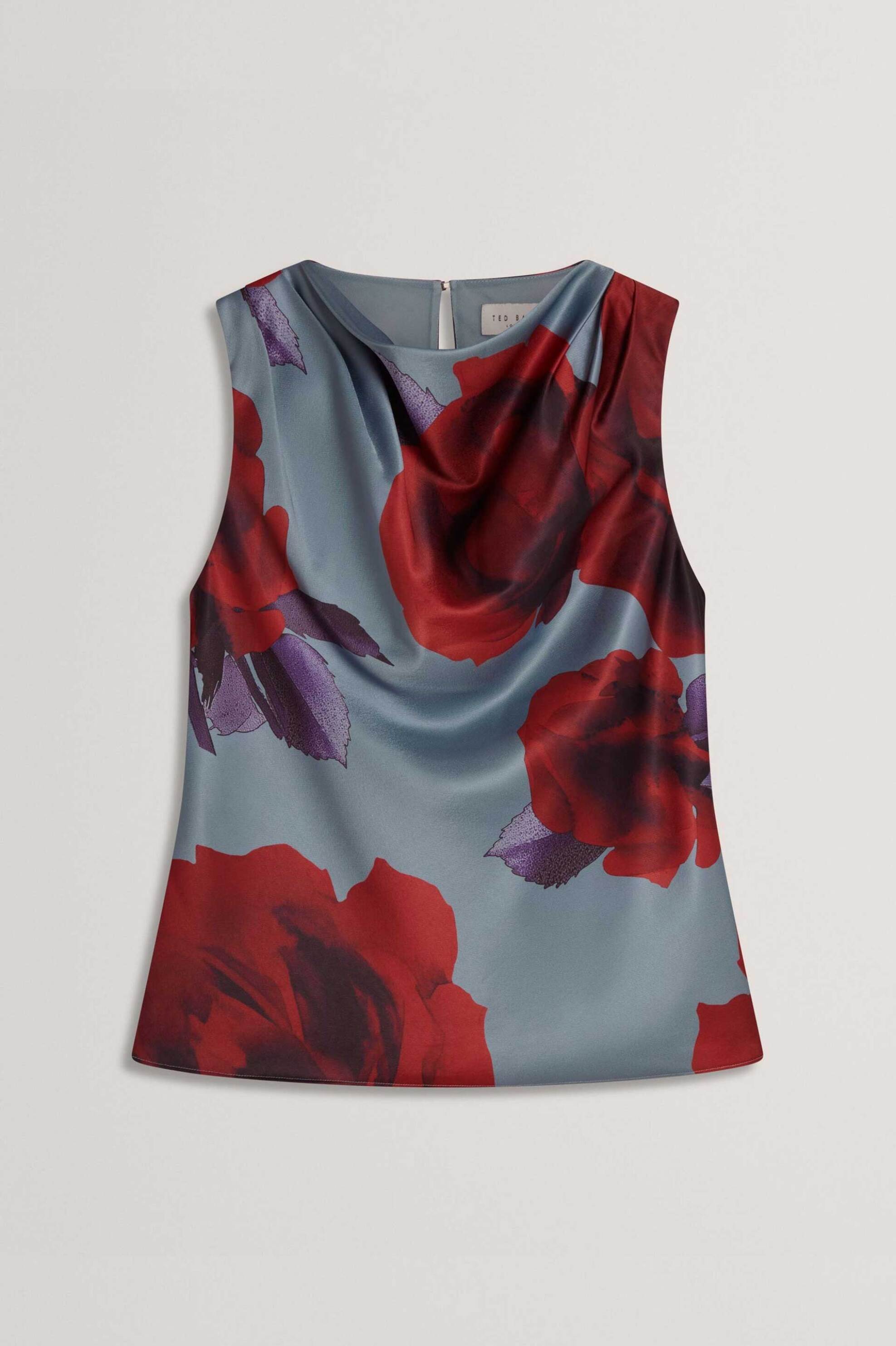 Ted Baker Γυναικείο Αμάνικο Τοπ με Floral Σχέδιο Harplyn - 283850 Γαλάζιο