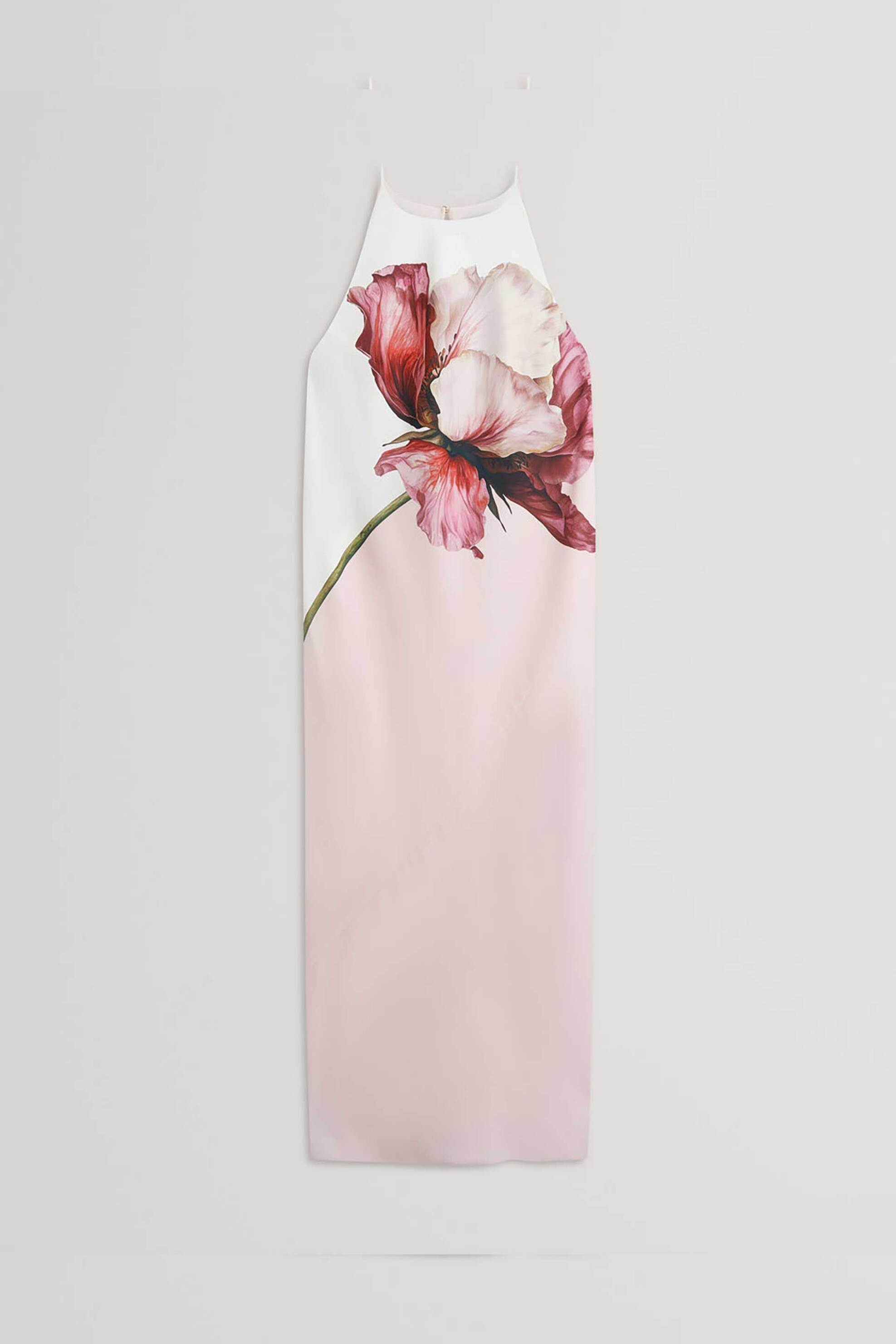 Ted Baker Γυναικείο Midi Αμάνικο Φόρεμα με Floral Print Lowela - 283447 Ροζ