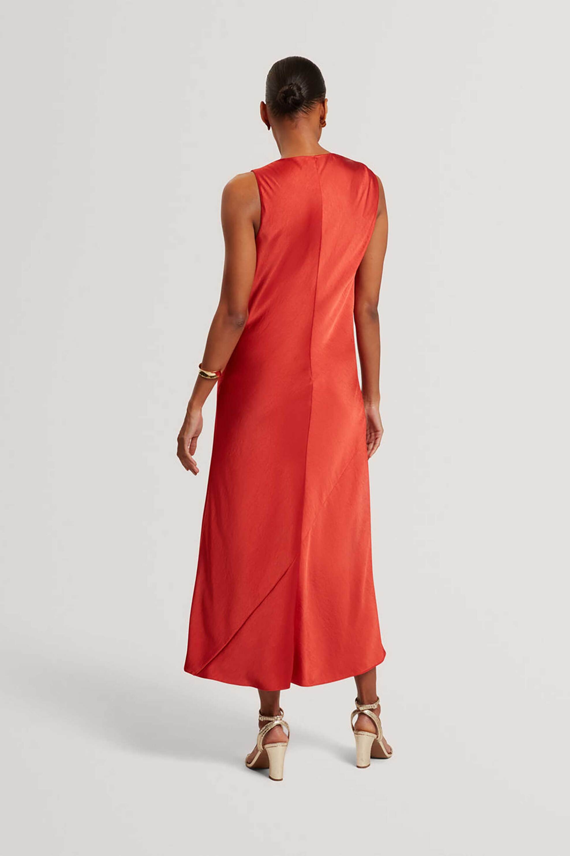 TED BAKER Ted Baker γυναικείο midi αμάνικο φόρεμα μονόχρωμο "Elouize" - 283528 Κόκκινο - 3