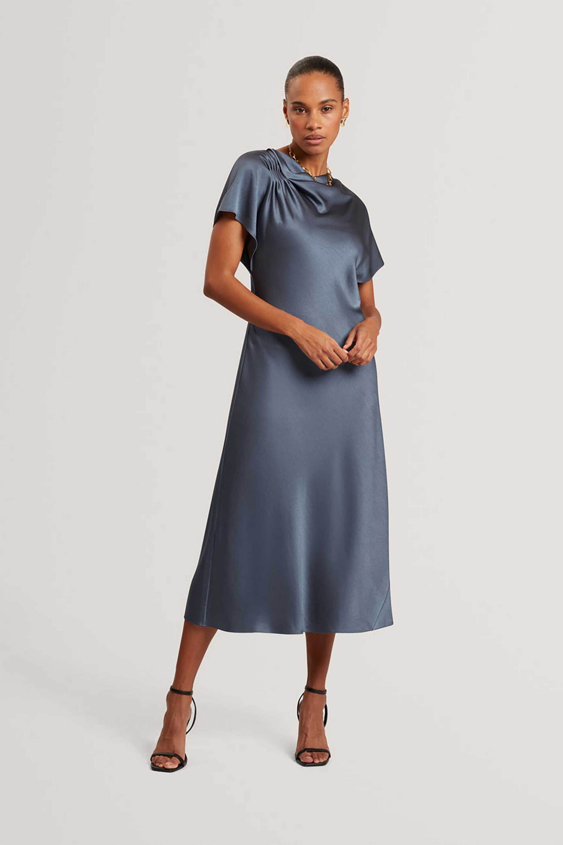 Ted Baker γυναικείο midi φόρεμα μονόχρωμο "Dascha" - 283566 Γκρι