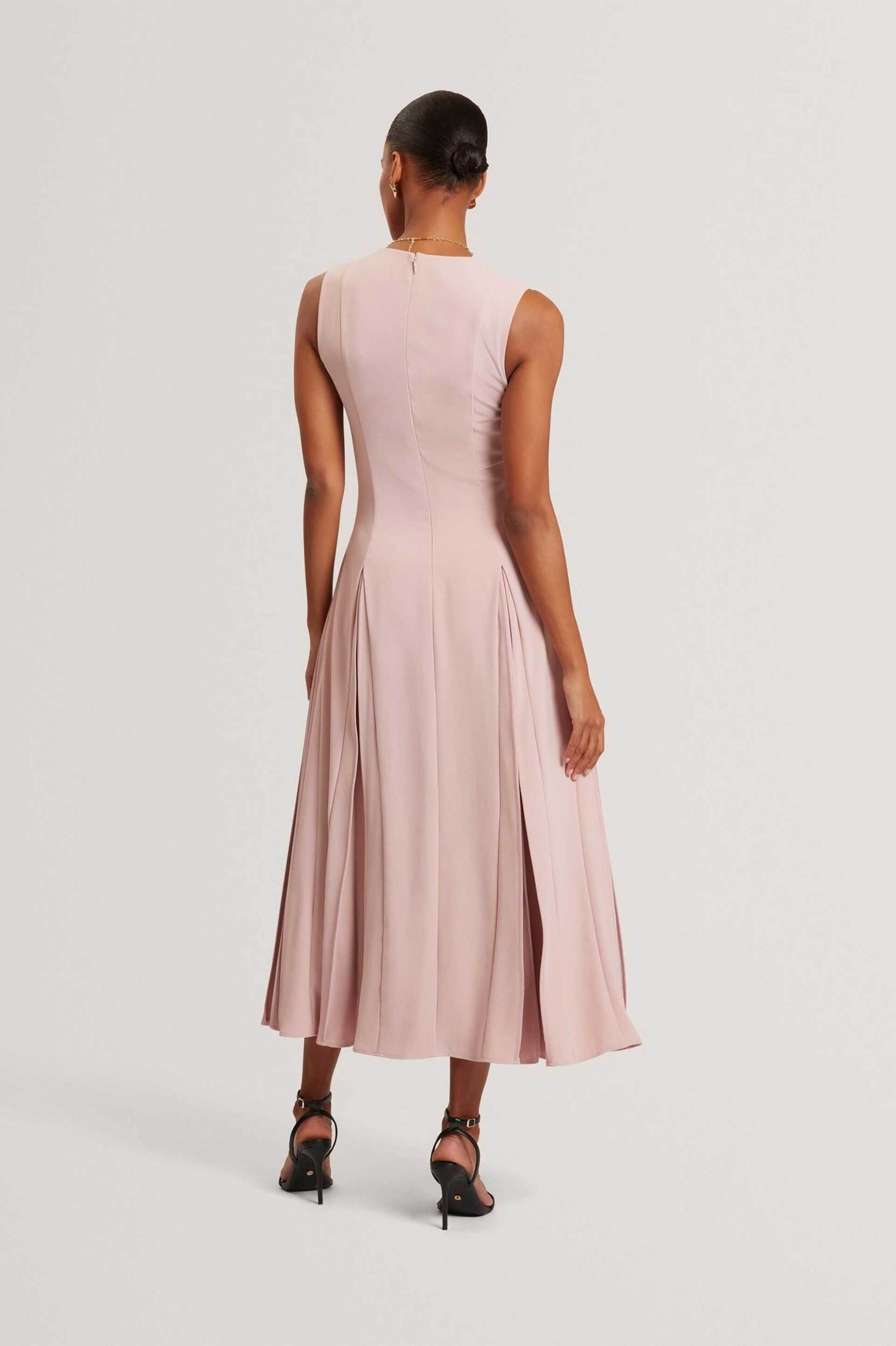 Ted Baker γυναικείο midi αμάνικο φόρεμα μονόχρωμο "Carneli" - 283568 Ροζ φωτογραφία