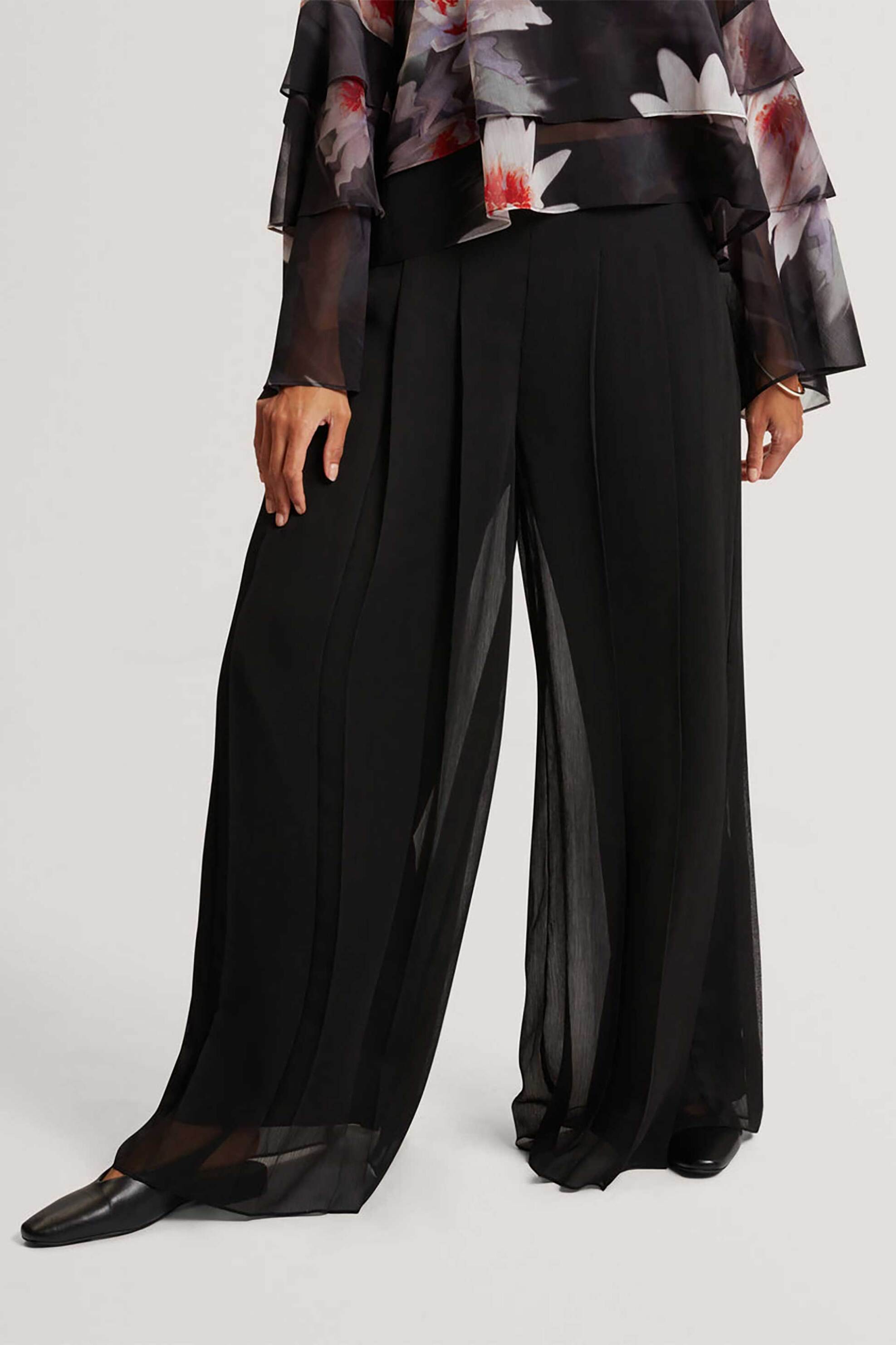 TED BAKER Ted Baker γυναικείο παντελόνι μονόχρωμο Wide Fit "Antera" - 284136 Μαύρο - 2