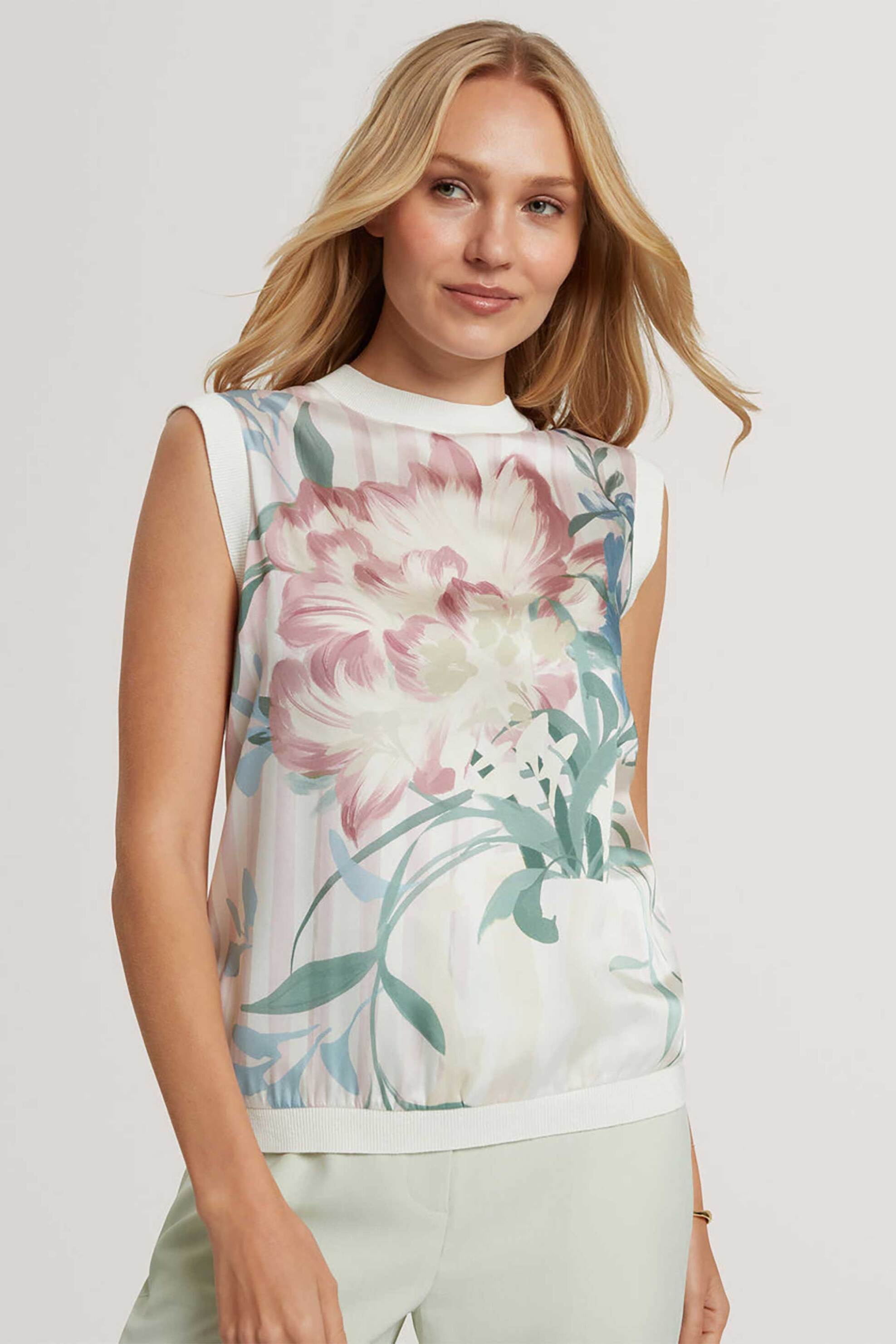 Ted Baker γυναικεία αμάνικη μπλούζα με all-over floral print "Pavonia" - 284161 Ροζ