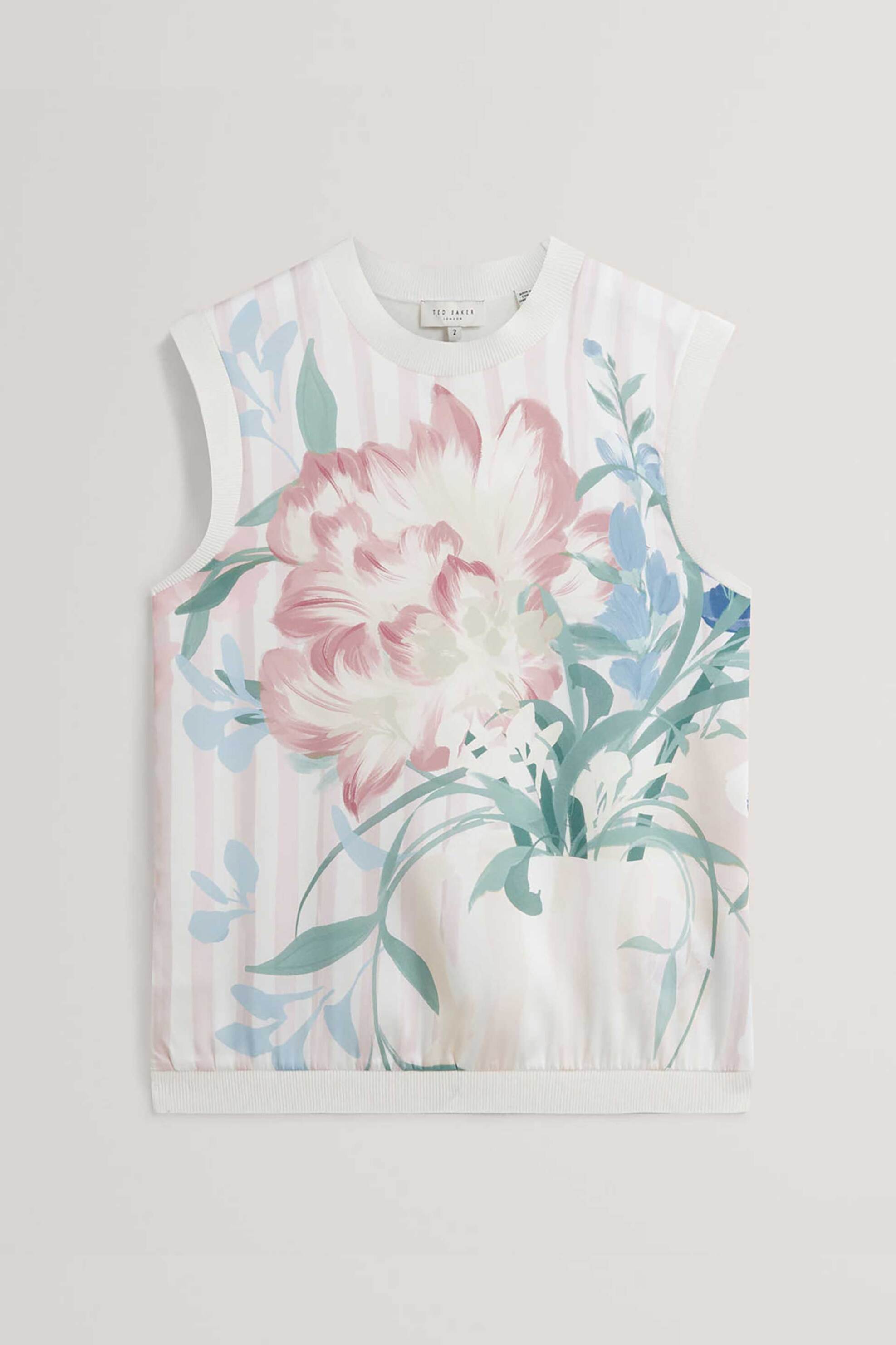 Ted Baker Γυναικεία Αμάνικη Μπλούζα με All-Over Floral Print Pavonia - 284161 Ροζ