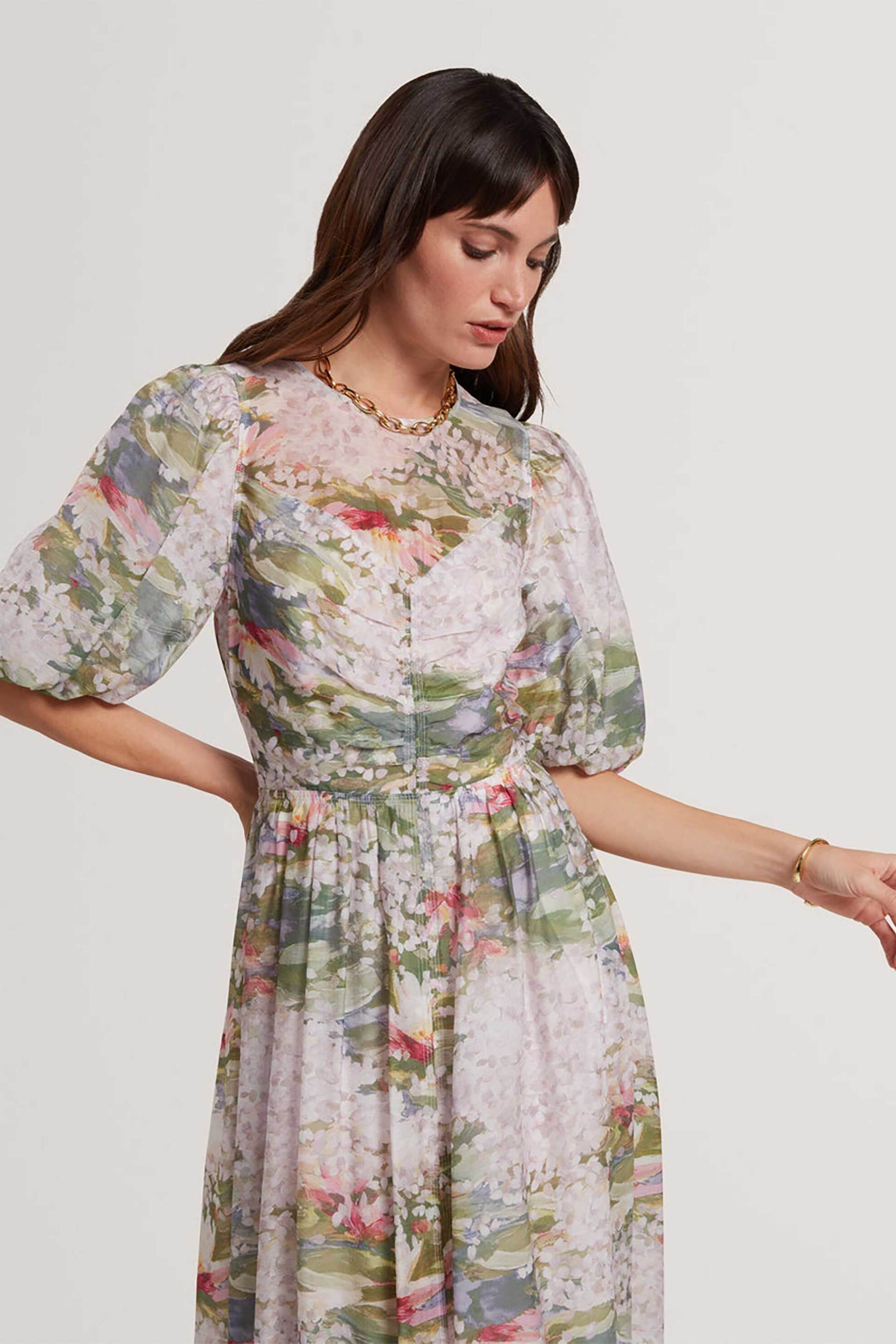Ted Baker γυναικείο midi φόρεμα με floral print "Jonora" - 284168 Ροζ φωτογραφία