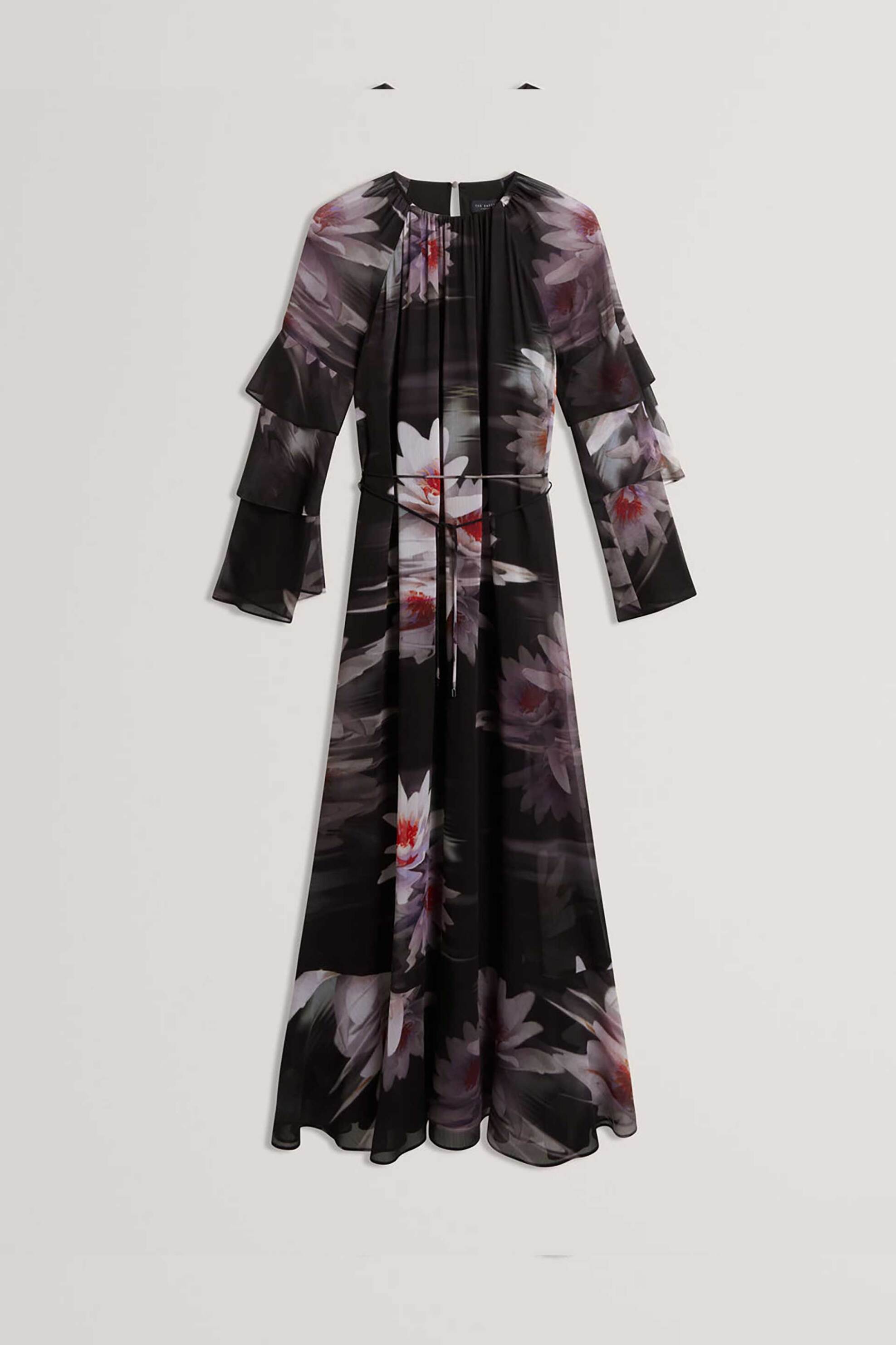 Ted Baker Γυναικείο Maxi Φόρεμα με Floral Print Moliia - 284169 Μαύρο