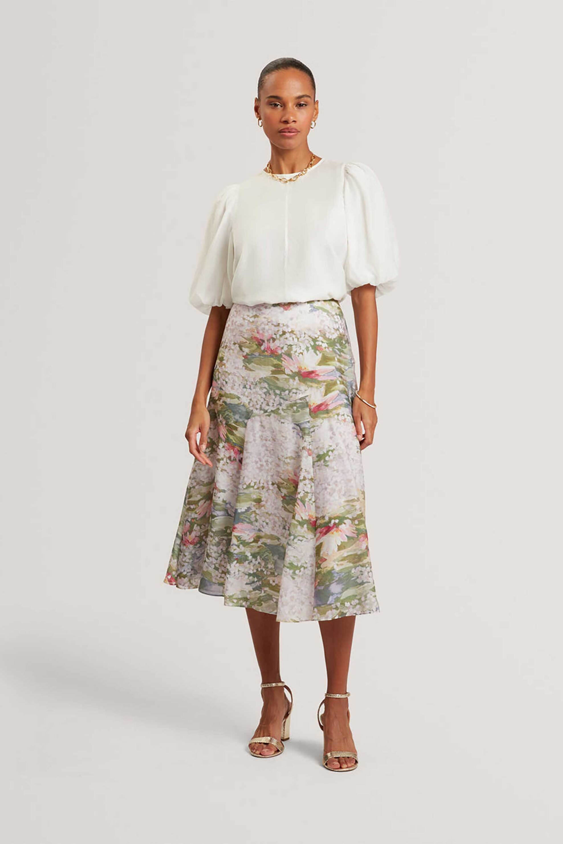 Ted Baker γυναικεία midi φούστα με floral print Relaxed Fit "Layda" - 284191 Ροζ