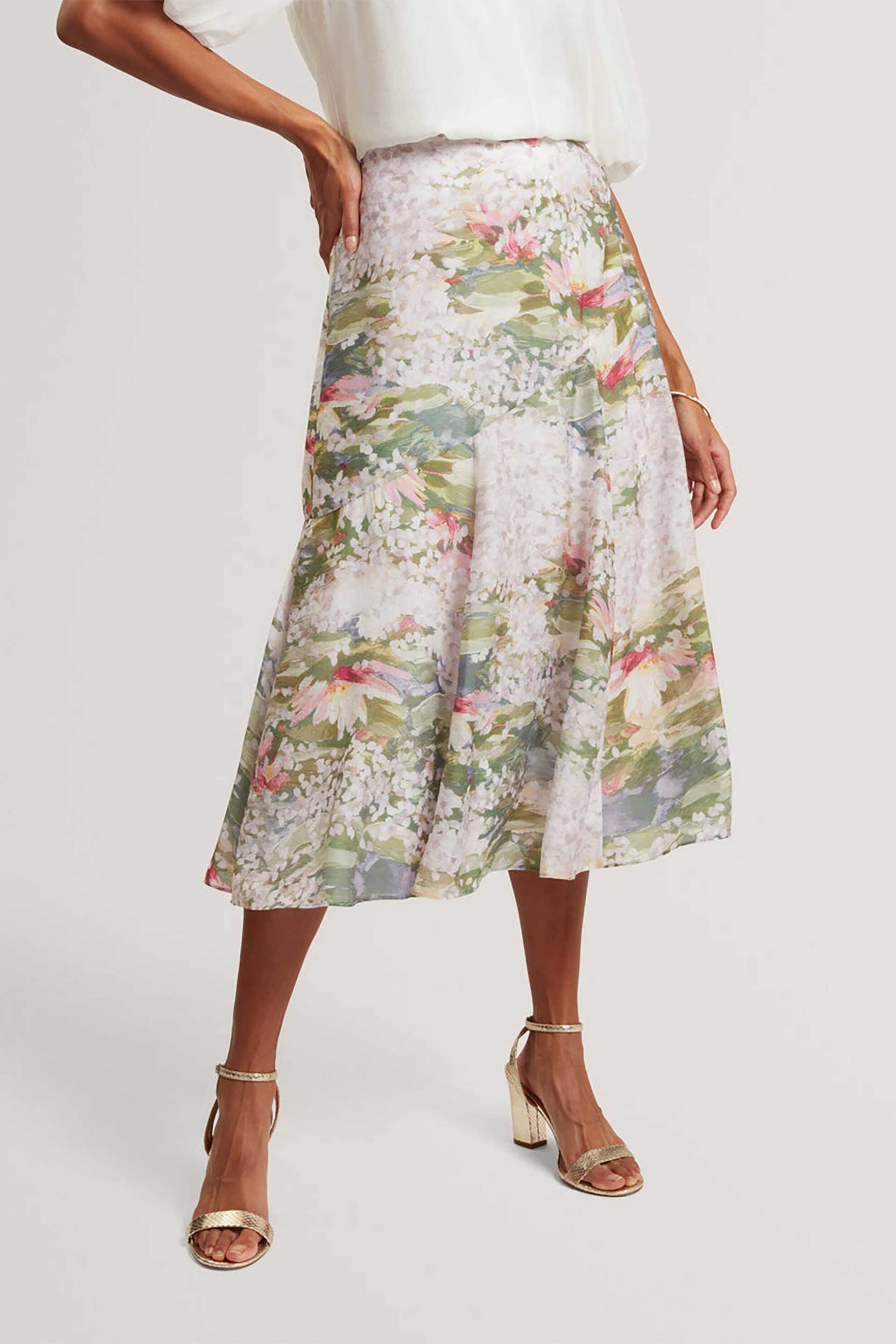 TED BAKER Ted Baker γυναικεία midi φούστα με floral print Relaxed Fit "Layda" - 284191 Ροζ - 2