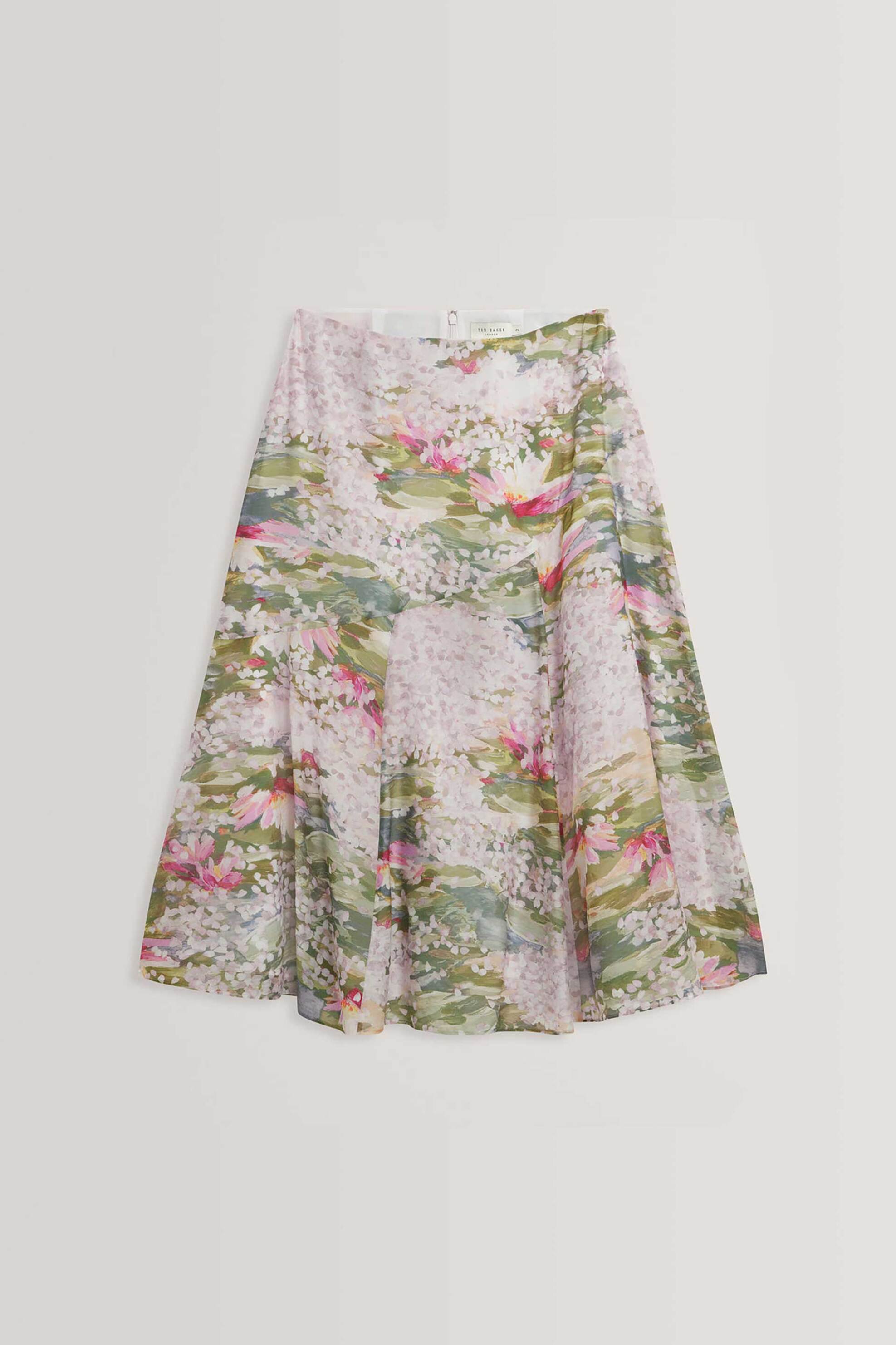 Ted Baker Γυναικεία Midi Φούστα με Floral Print Relaxed Fit Layda - 284191 Ροζ