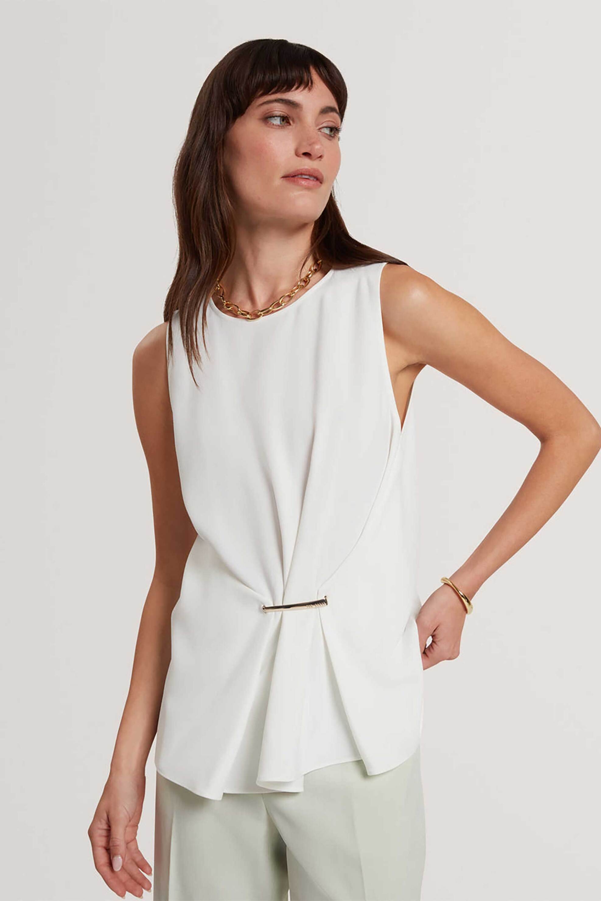 Ted Baker γυναικείο αμάνικο τοπ με μεταλλική λεπτομέρεια "Alayra" - 284194 Εκρού