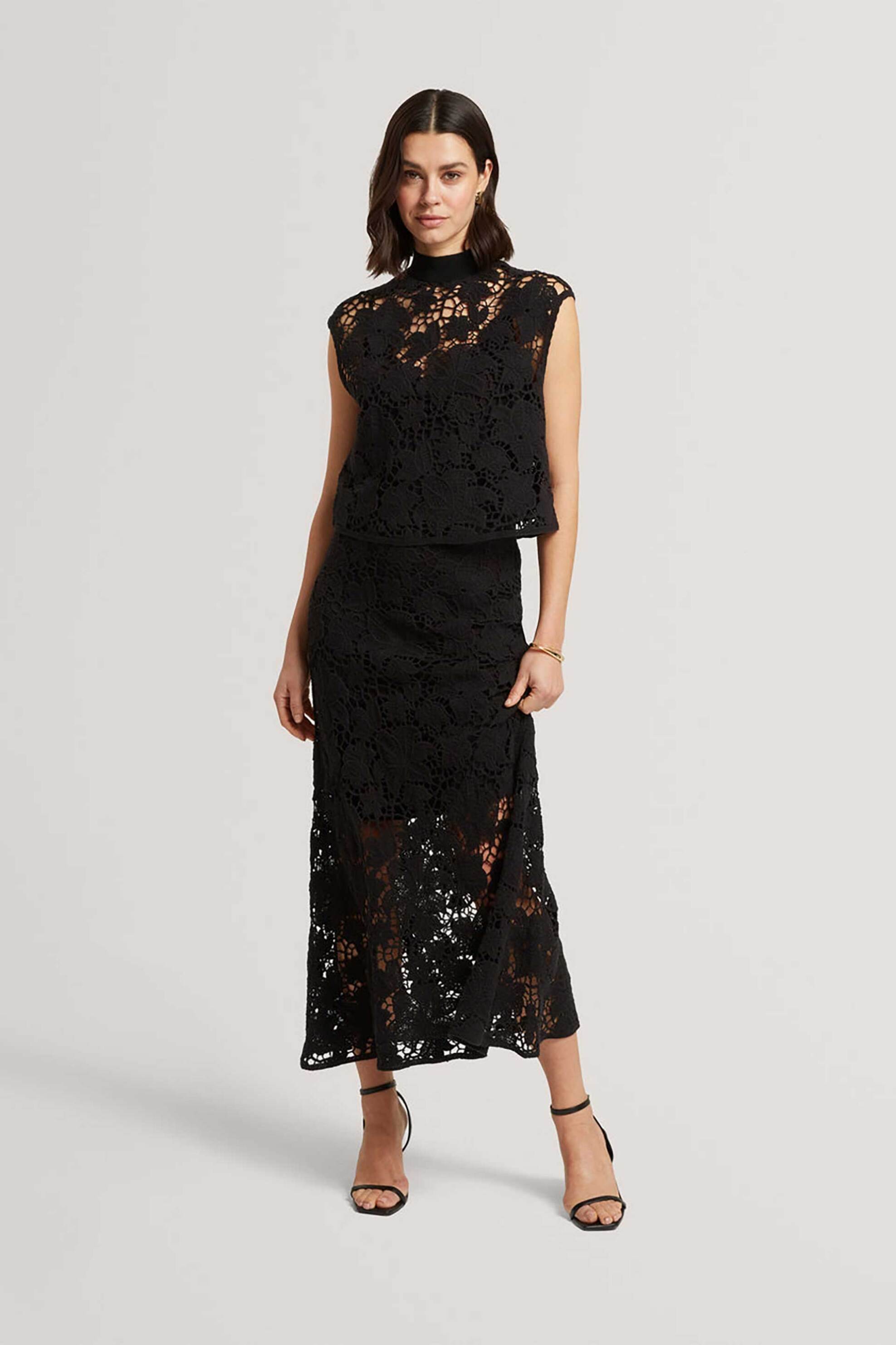 Ted Baker γυναικεία midi φούστα με πλεκτό σχέδιο Relaxed Fit "Aphria" - 284535 Μαύρο