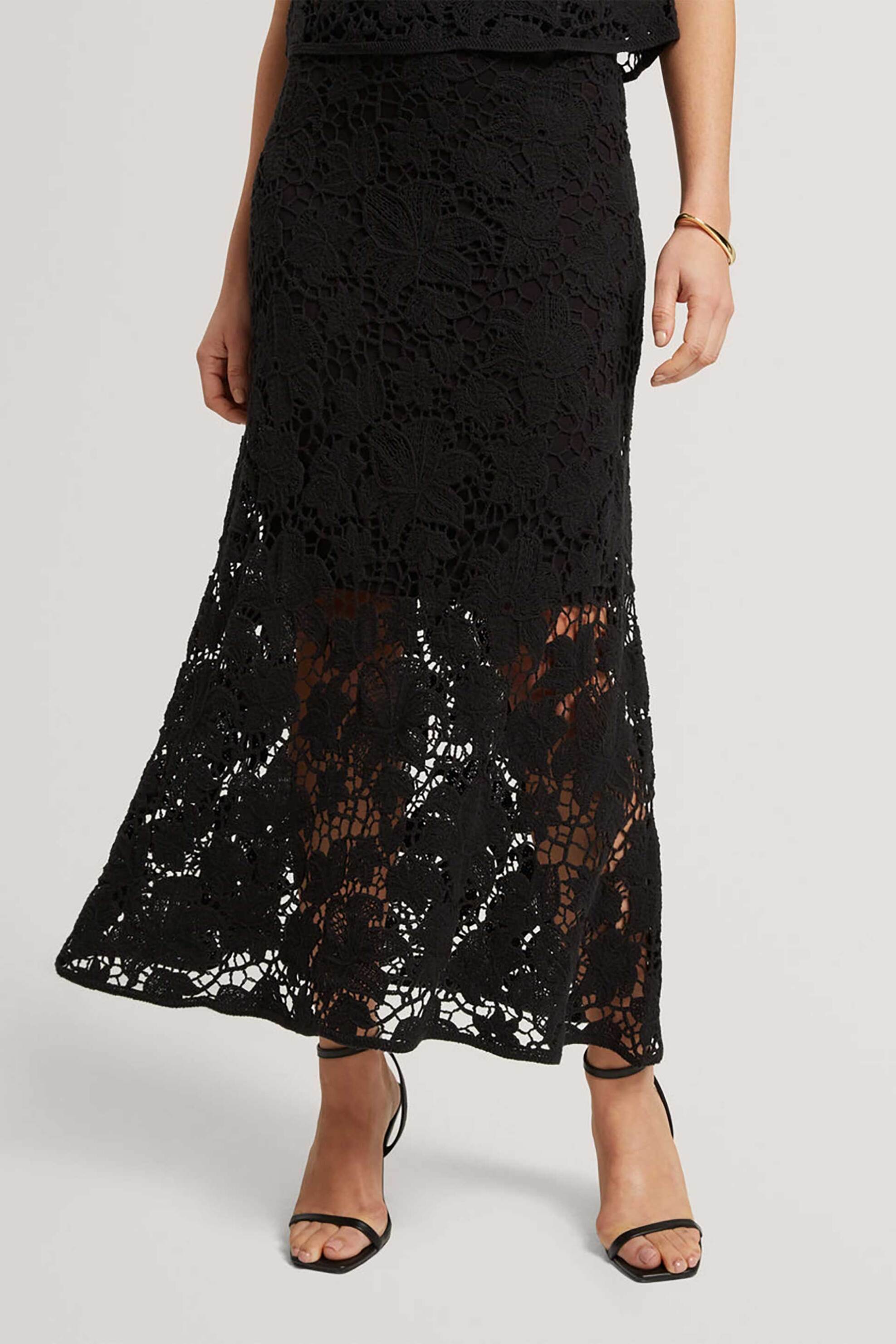 TED BAKER Ted Baker γυναικεία midi φούστα με πλεκτό σχέδιο Relaxed Fit "Aphria" - 284535 Μαύρο - 2