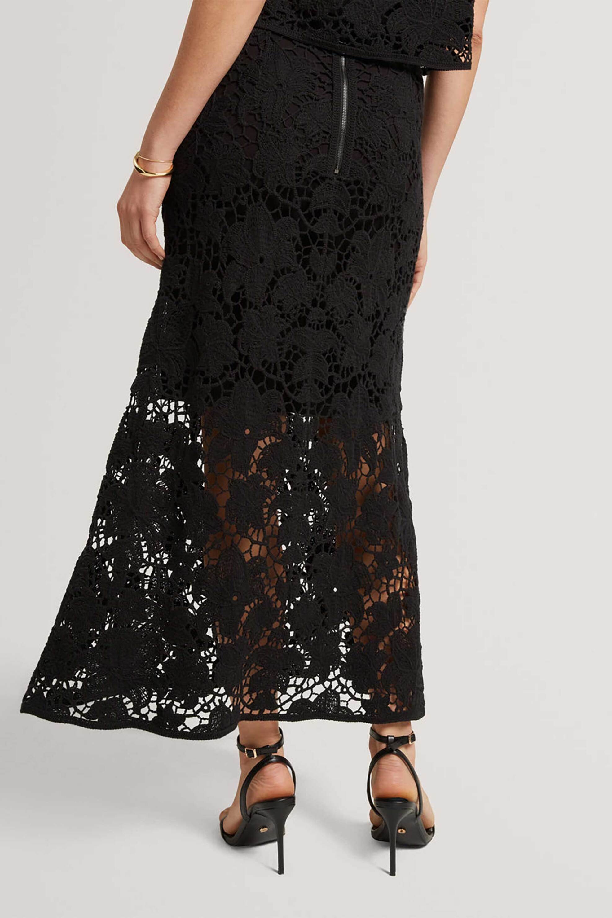TED BAKER Ted Baker γυναικεία midi φούστα με πλεκτό σχέδιο Relaxed Fit "Aphria" - 284535 Μαύρο - 3