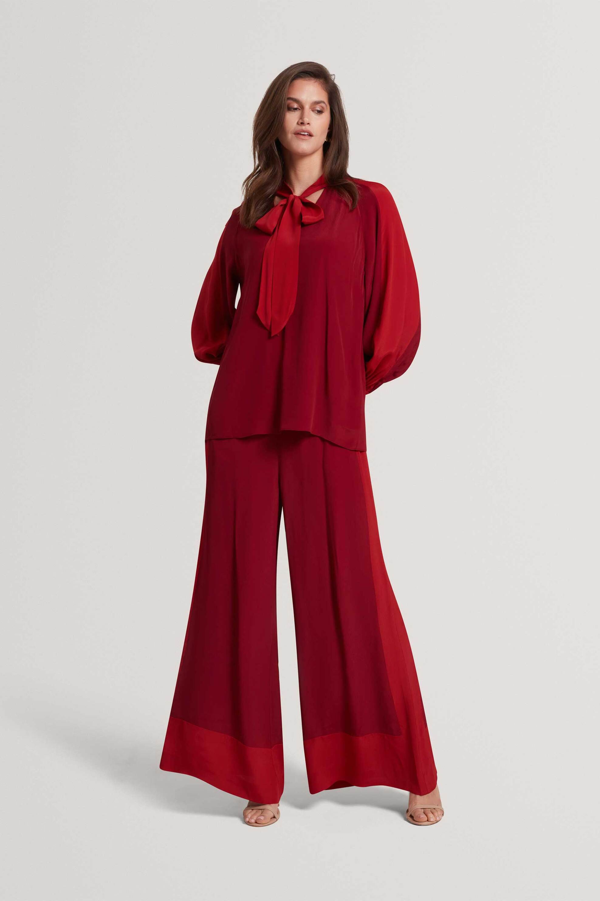 TED BAKER Ted Baker γυναικεία μπλούζα με με δέσιμο στον λαιμό "Nehli" - 284361 Κόκκινο - 2