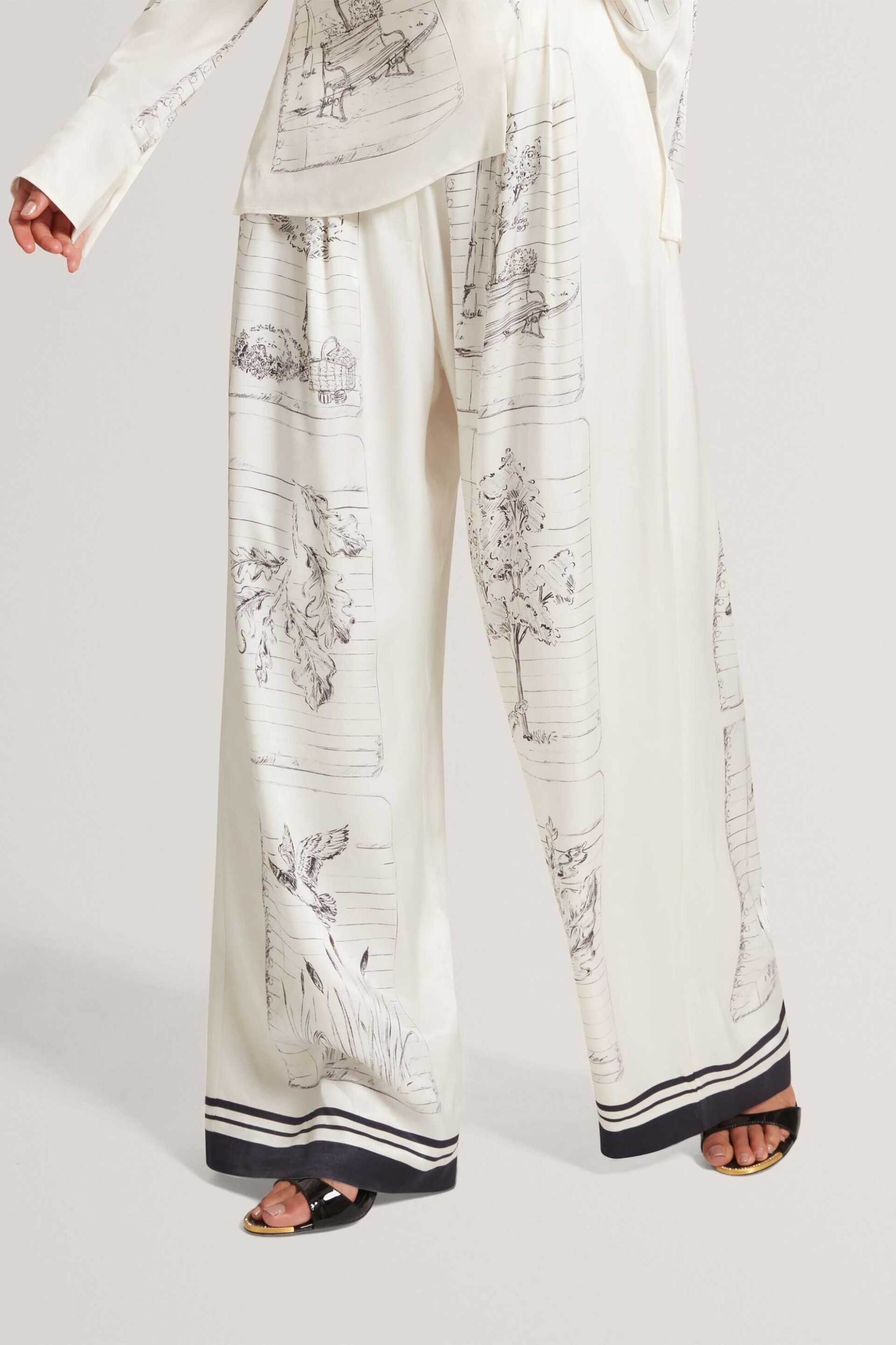 TED BAKER Ted Baker γυναικεία παντελόνα με print "Busca" - 284760 Εκρού - 2