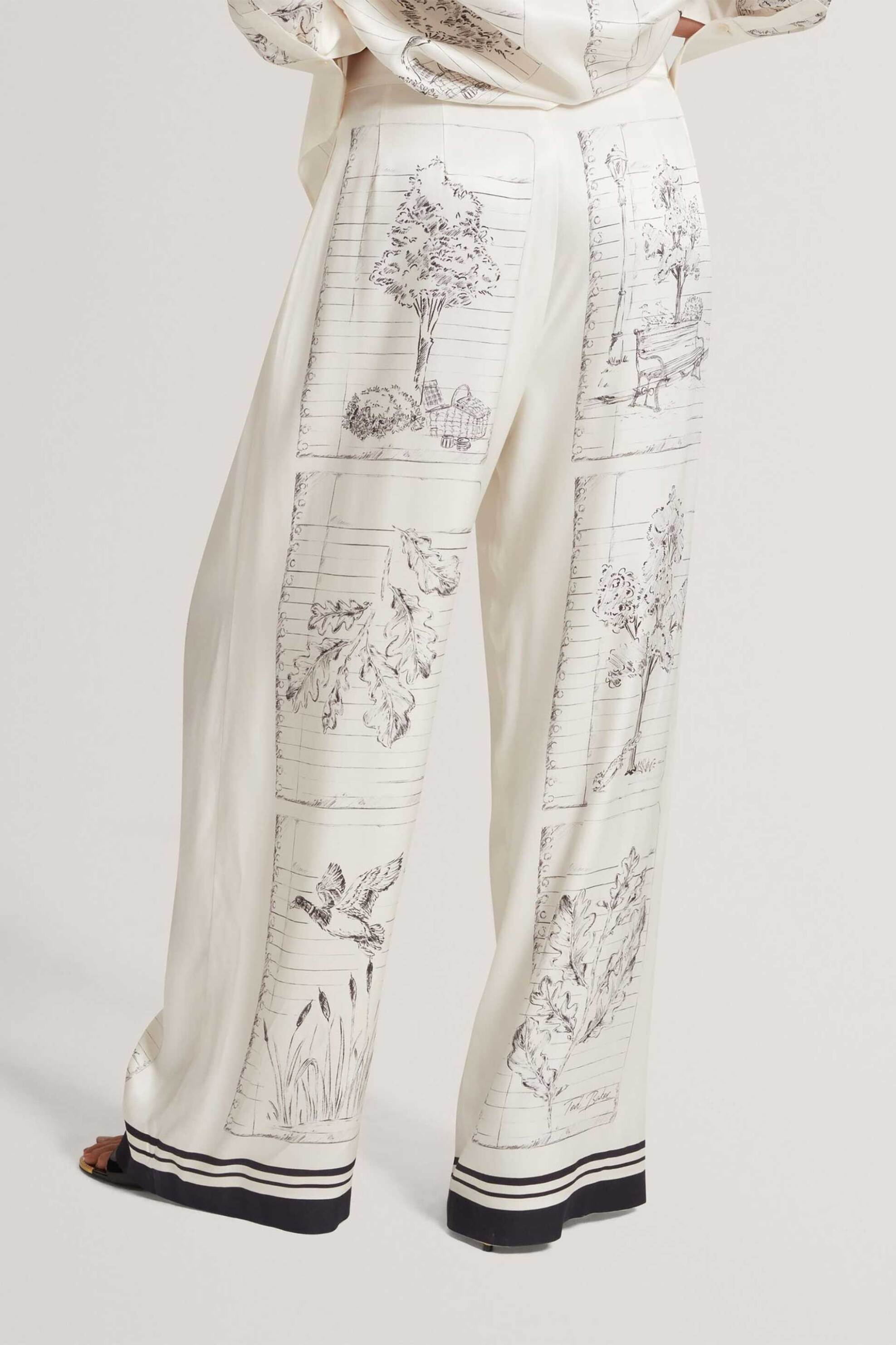 TED BAKER Ted Baker γυναικεία παντελόνα με print "Busca" - 284760 Εκρού - 3