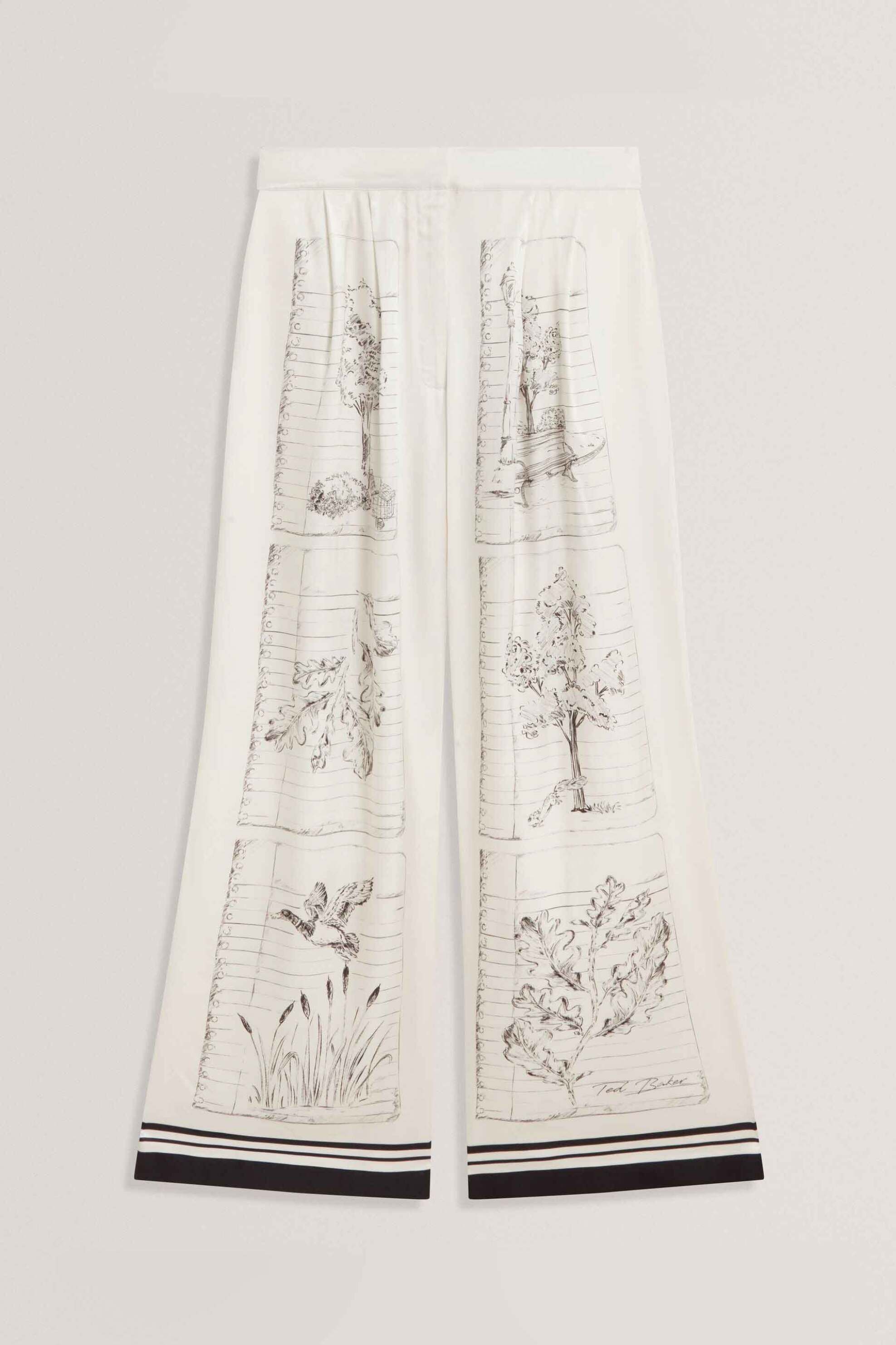 TED BAKER Ted Baker γυναικεία παντελόνα με print "Busca" - 284760 Εκρού - 4