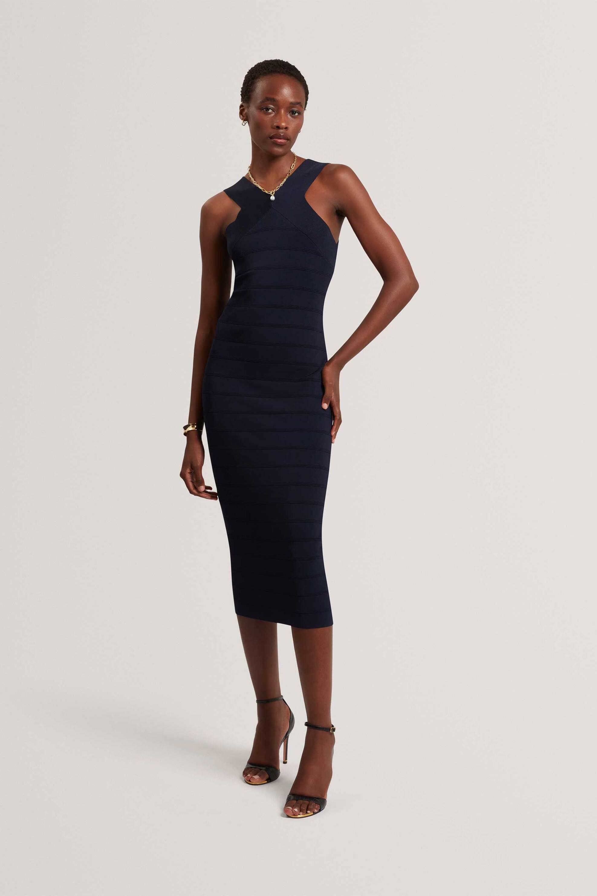 TED BAKER Ted Baker γυναικείο midi φόρεμα πλεκτό "Ardiele" - 284796 Μπλε Σκούρο