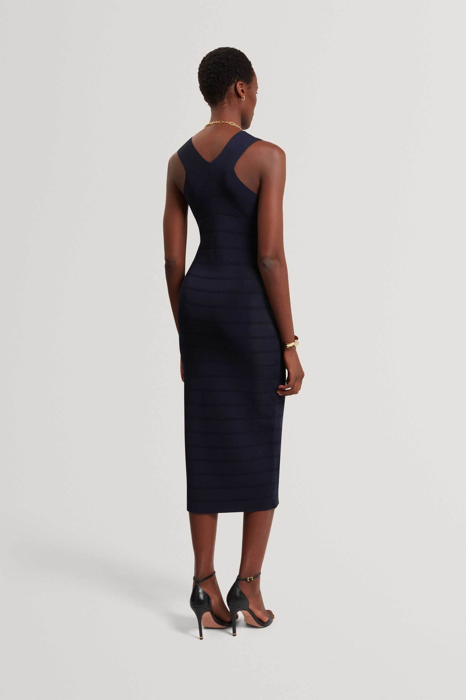 TED BAKER Ted Baker γυναικείο midi φόρεμα πλεκτό "Ardiele" - 284796 Μπλε Σκούρο - 3