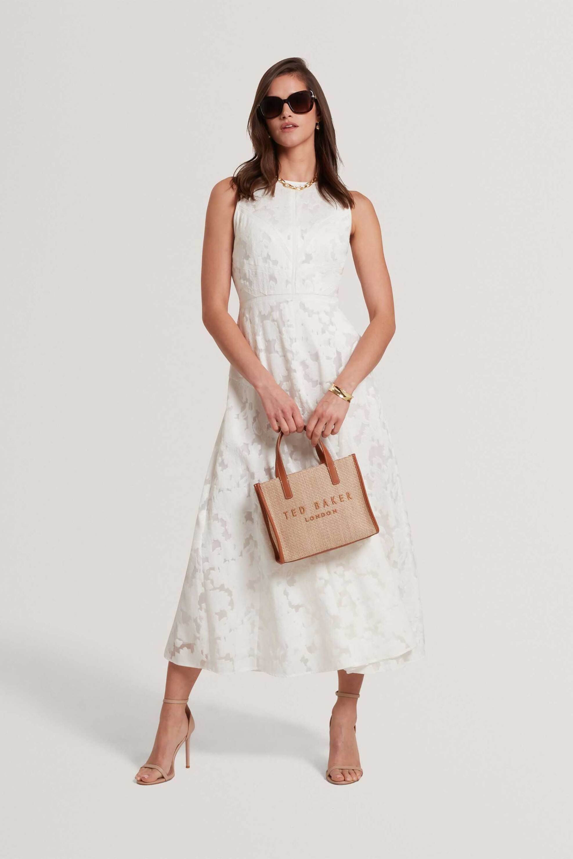 TED BAKER Ted Baker γυναικείο midi φόρεμα με δαντέλα "Leesaa" - 284815 Λευκό