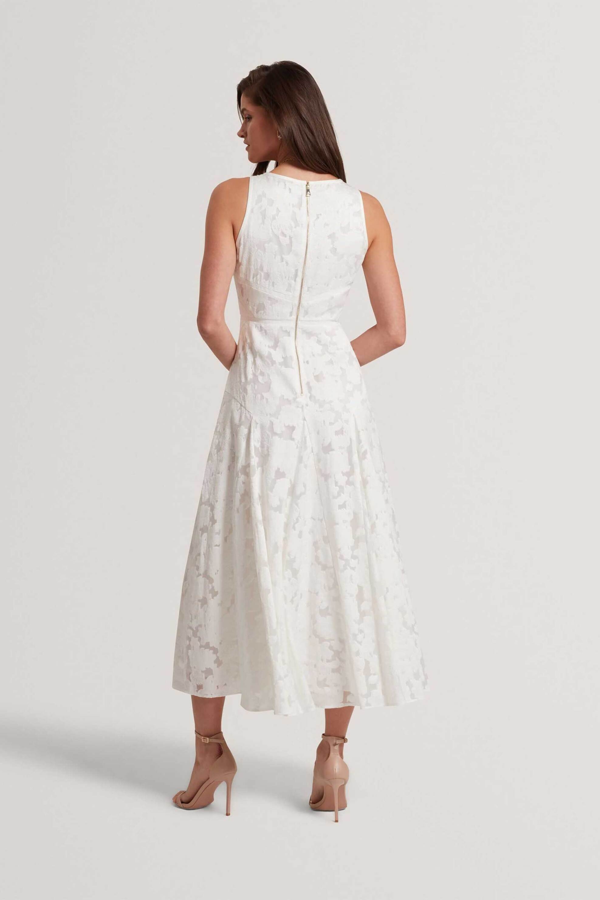 TED BAKER Ted Baker γυναικείο midi φόρεμα με δαντέλα "Leesaa" - 284815 Λευκό - 3