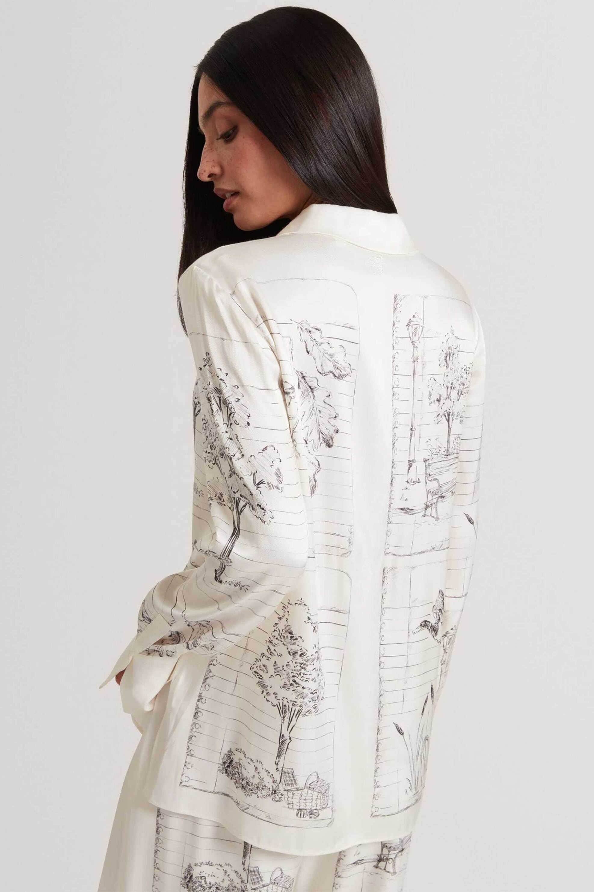 TED BAKER Ted Baker γυναικείο πουκάμισο με print "Rohbia" - 284816 Εκρού - 3