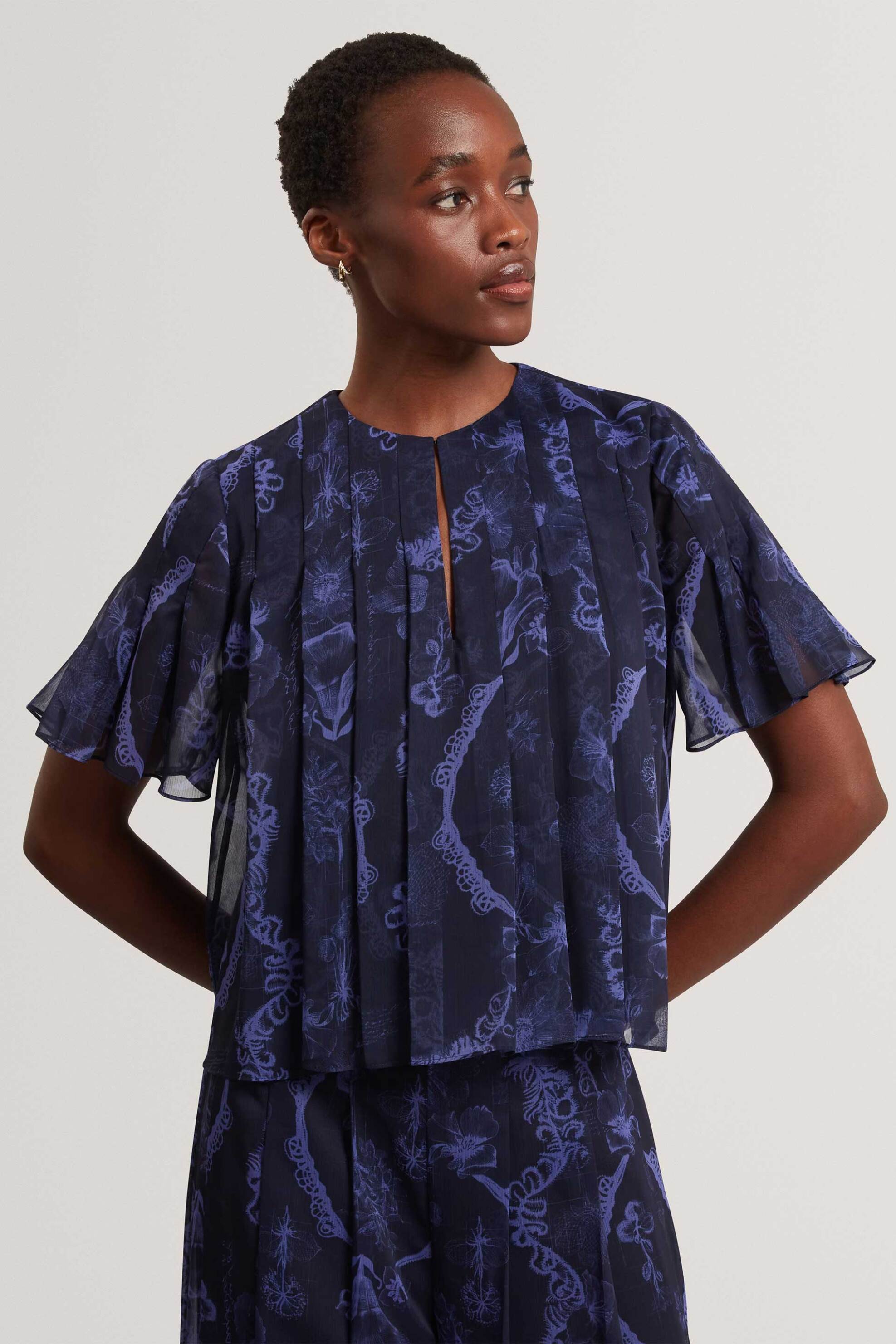 TED BAKER Ted Baker γυναικεία μπλούζα με πλισέ σχέδιο "Tullya" - 284817 Μπλε Σκούρο