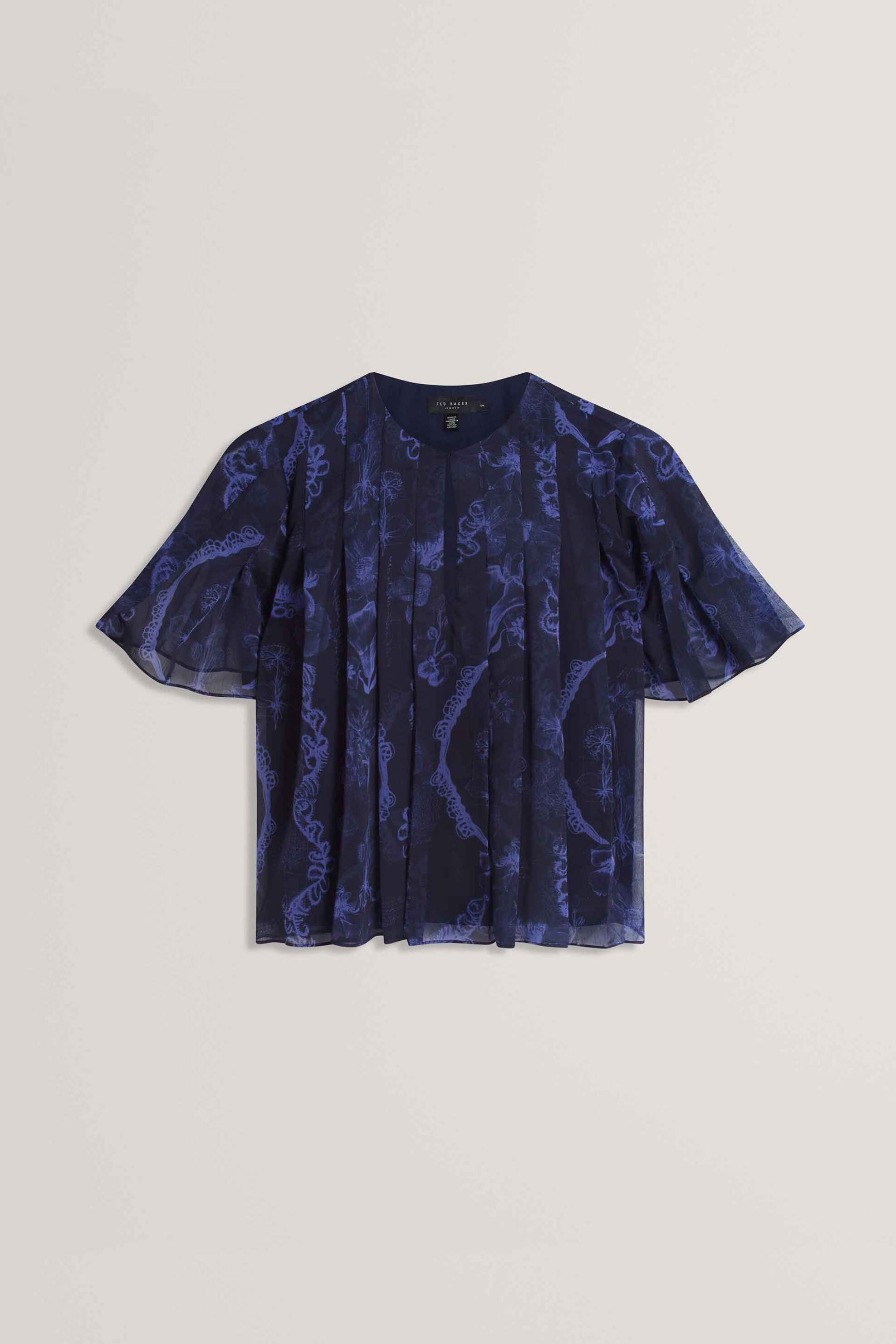 Ted Baker Γυναικεία Μπλούζα με Πλισέ Σχέδιο Tullya - 284817 Μπλε Σκούρο