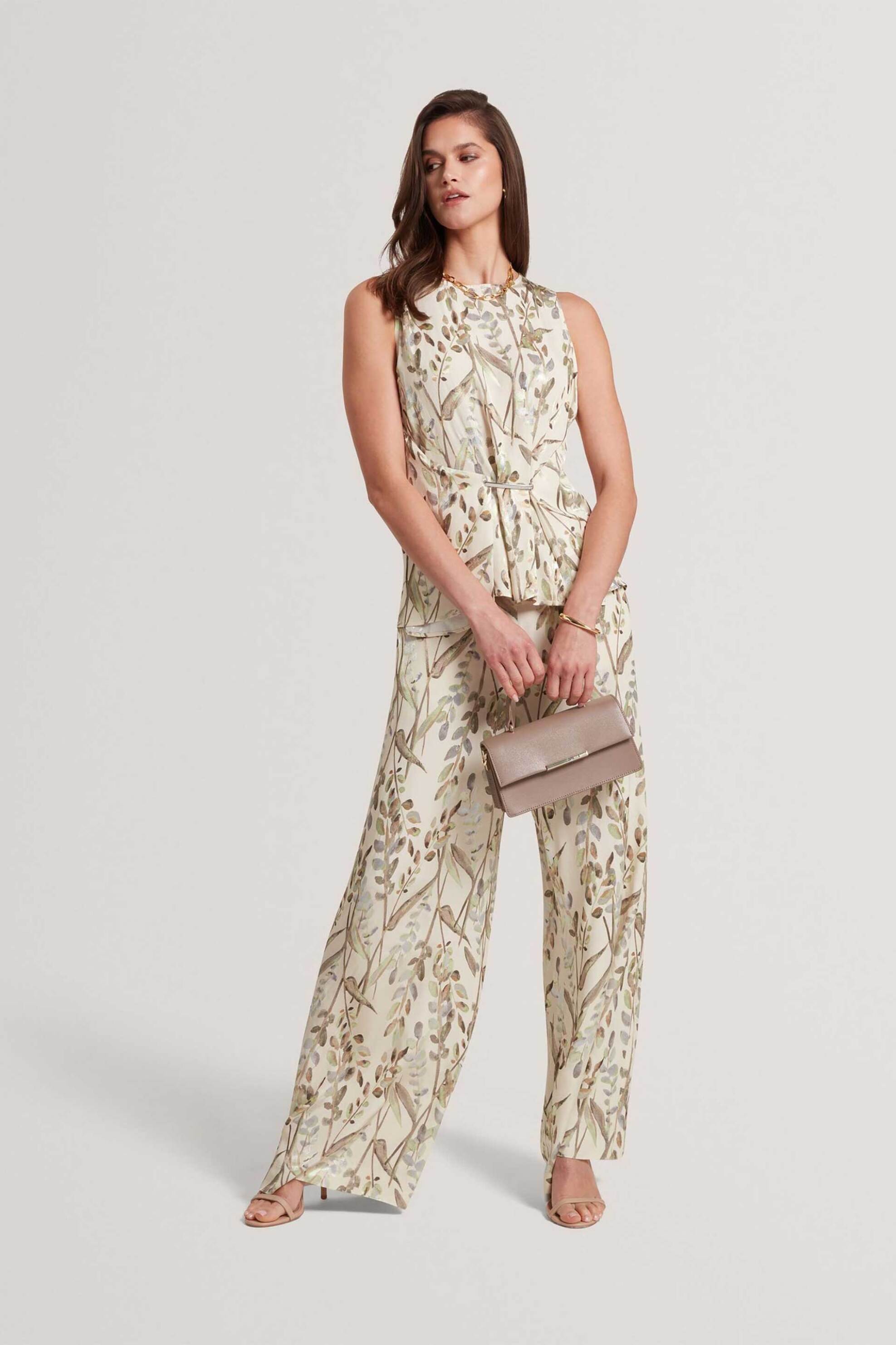TED BAKER Ted Baker γυναικεία μπλούζα με leaf print "Clowdia" - 284824 Εκρού - 2