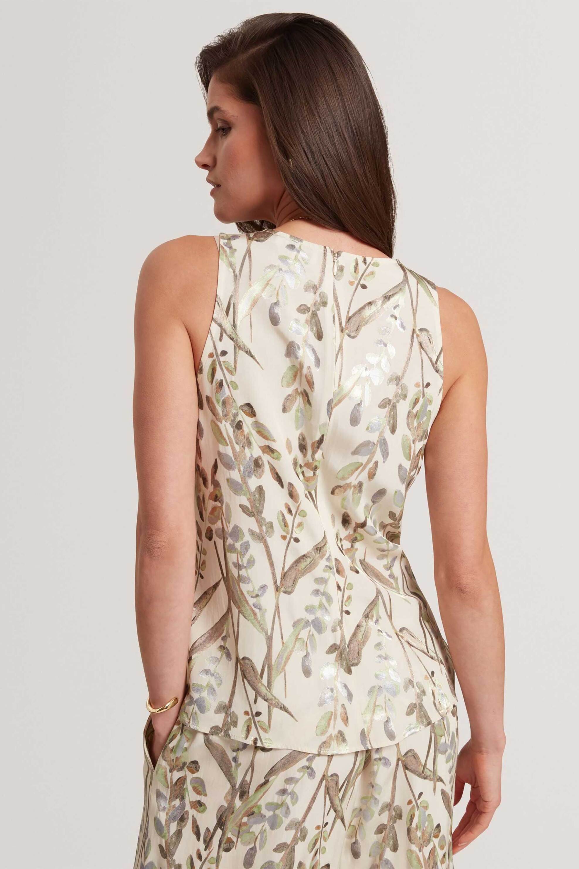 TED BAKER Ted Baker γυναικεία μπλούζα με leaf print "Clowdia" - 284824 Εκρού - 3