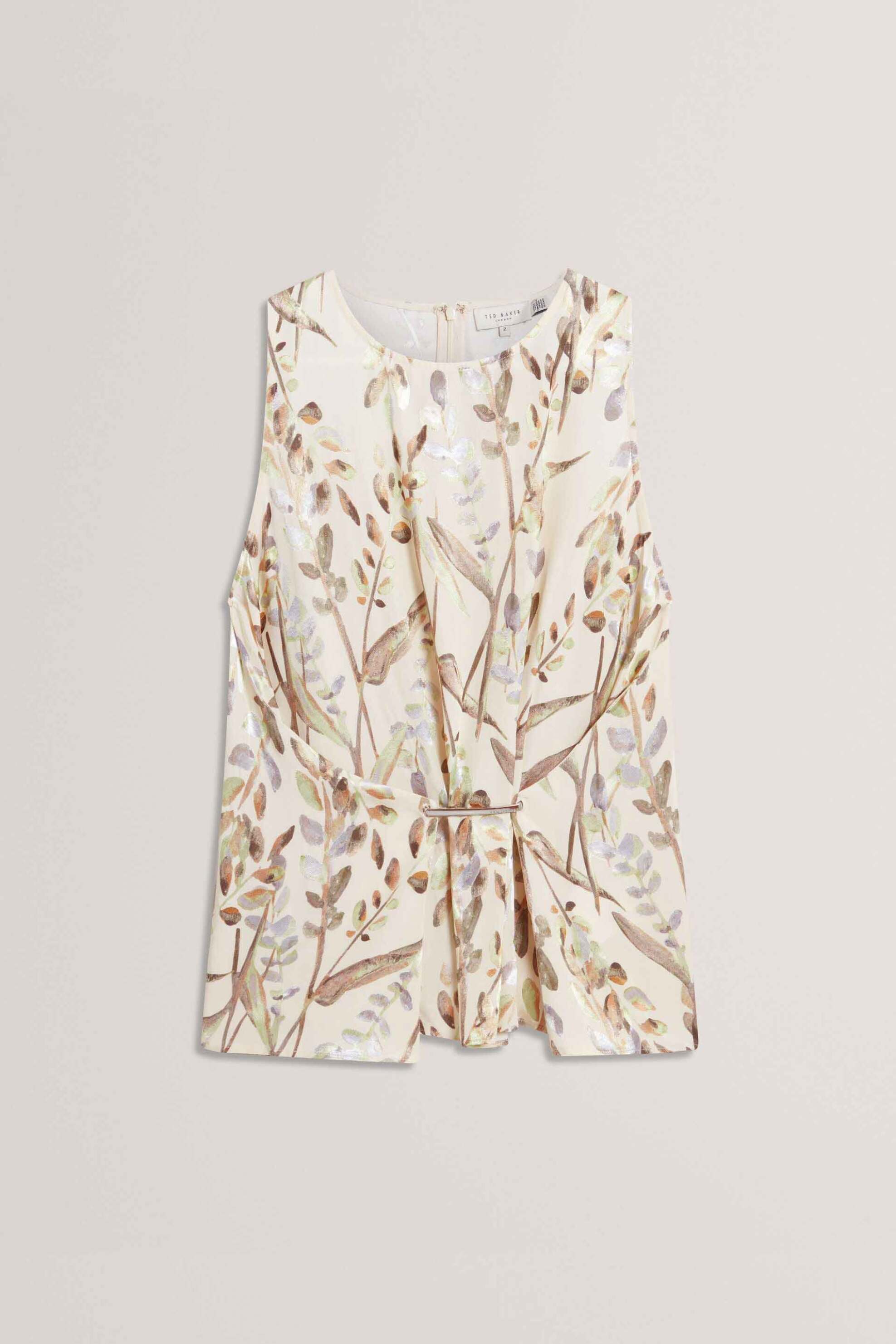 Ted Baker Γυναικεία Μπλούζα με Leaf Print Clowdia - 284824 Εκρού