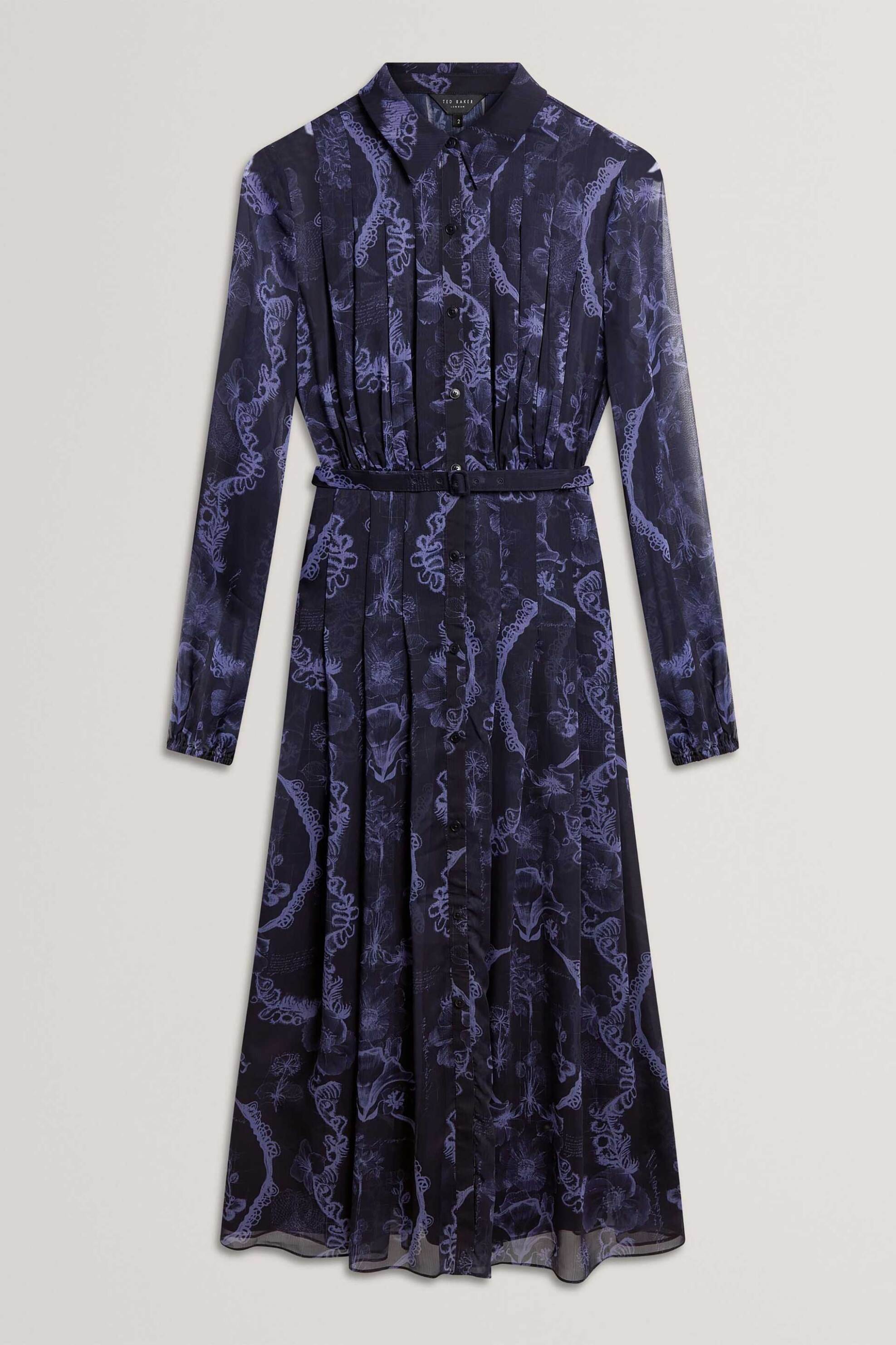 Ted Baker Γυναικείο Midi Φόρεμα με Ζώνη Oskana - 284826 Μπλε Σκούρο