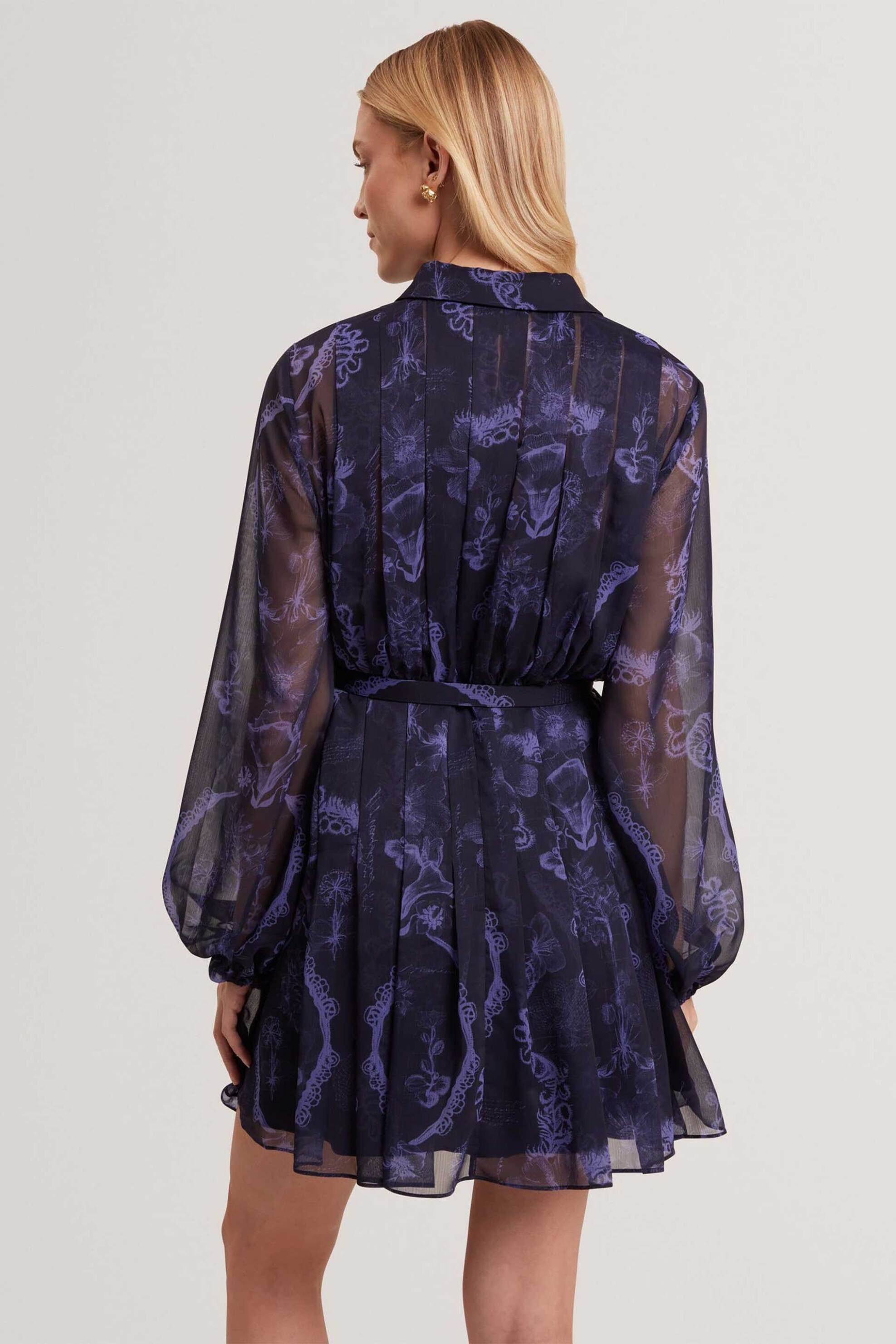 TED BAKER Ted Baker γυναικείο mini φόρεμα με πλισέ σχέδιο "Cherley" - 284827 Μπλε Σκούρο - 3