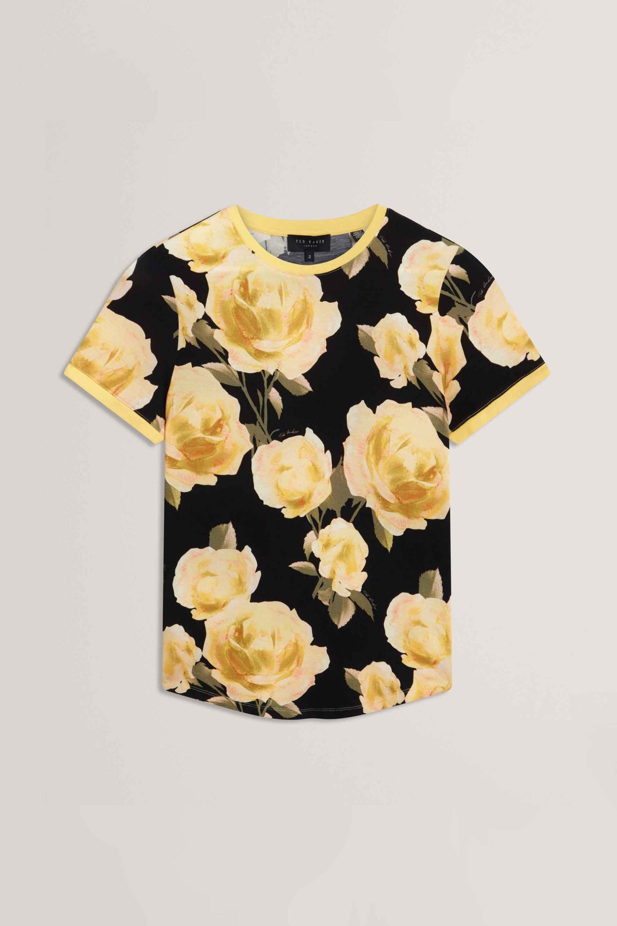 Ted Baker Γυναικείο T-Shirt με Floral Print Thira - 284850 Μαύρο