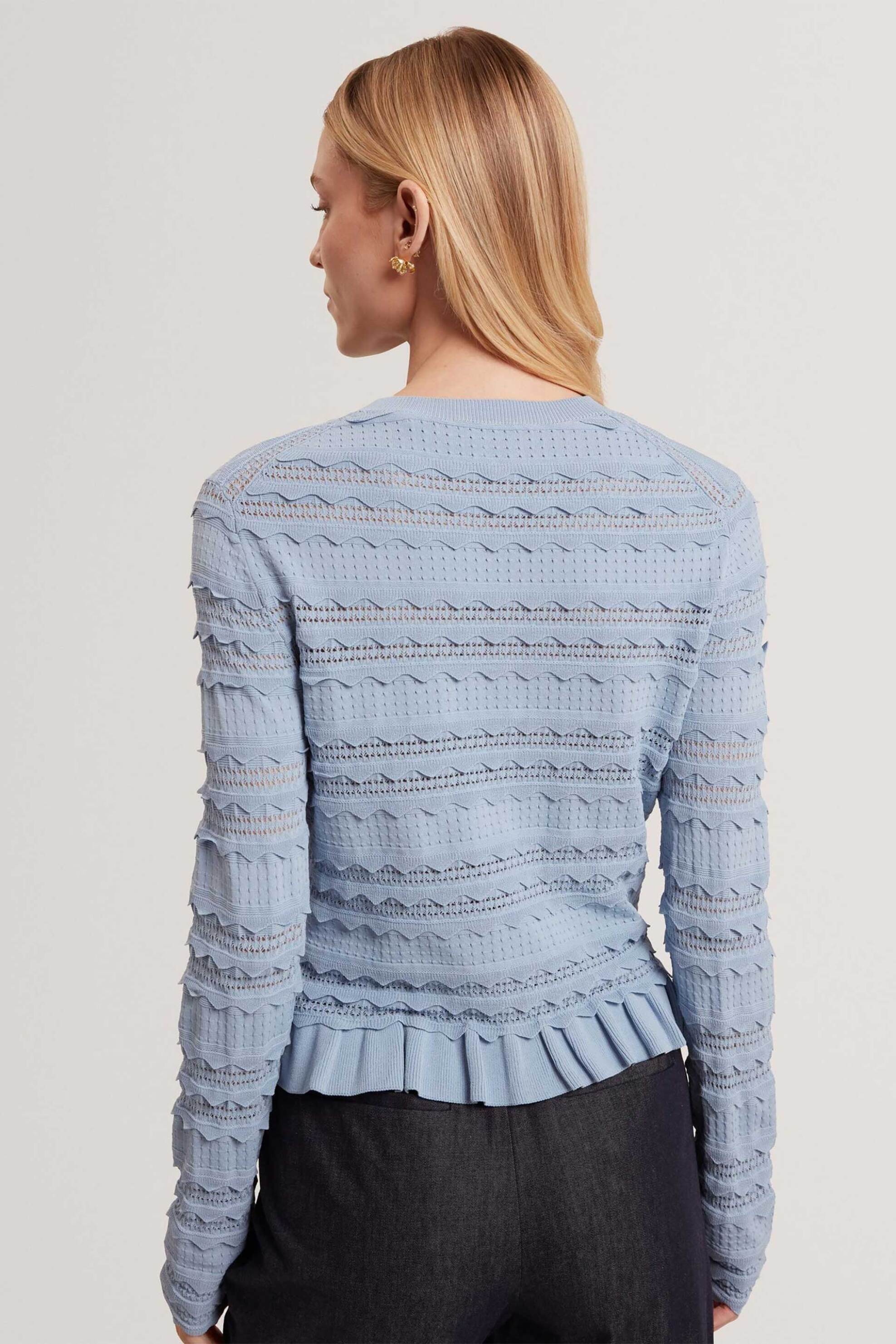 TED BAKER Ted Baker γυναικεία ζακέτα πλεκτή με βολάν "Avria" - 284874 Γαλάζιο - 3