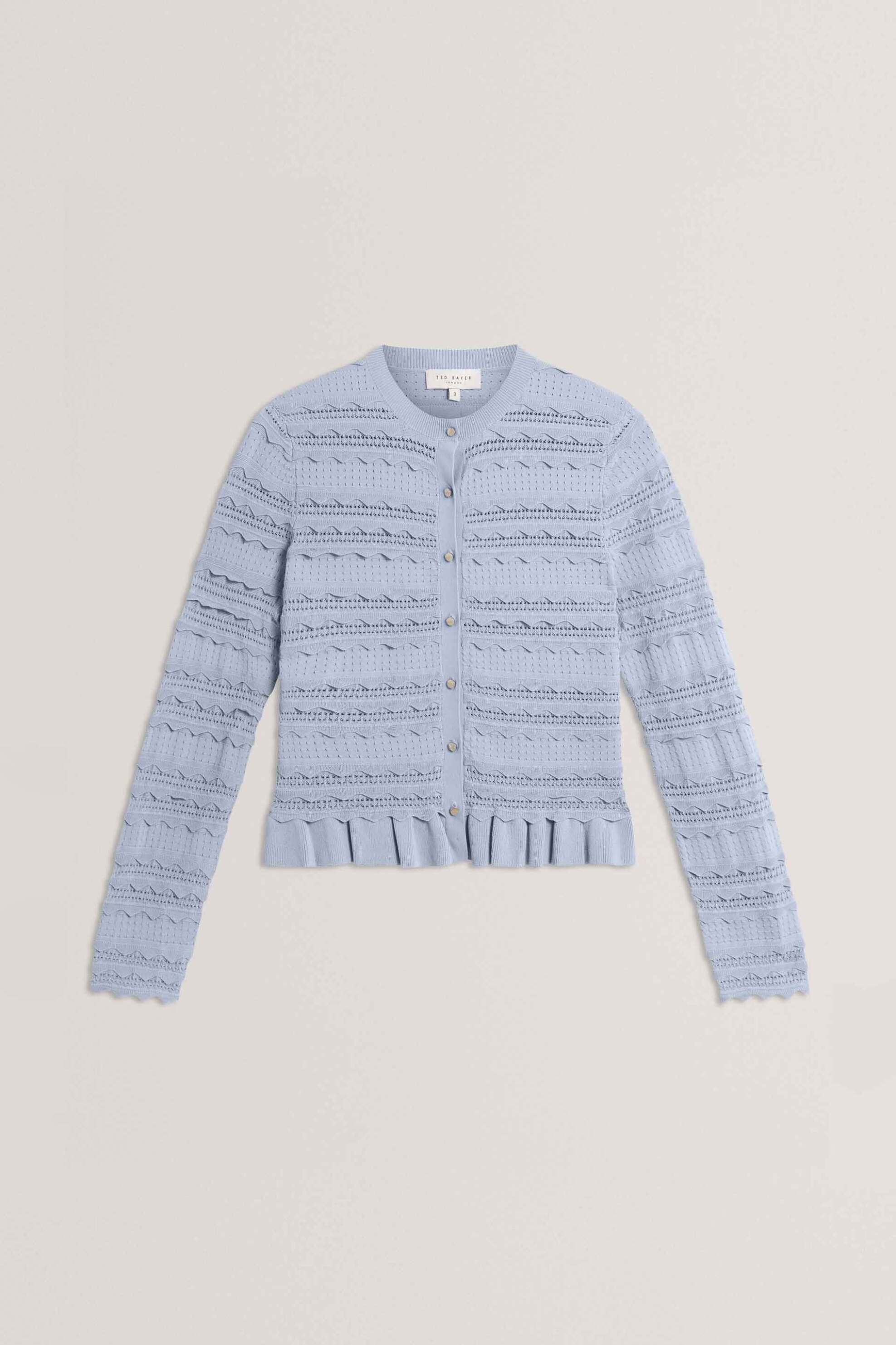 TED BAKER Ted Baker γυναικεία ζακέτα πλεκτή με βολάν "Avria" - 284874 Γαλάζιο - 4