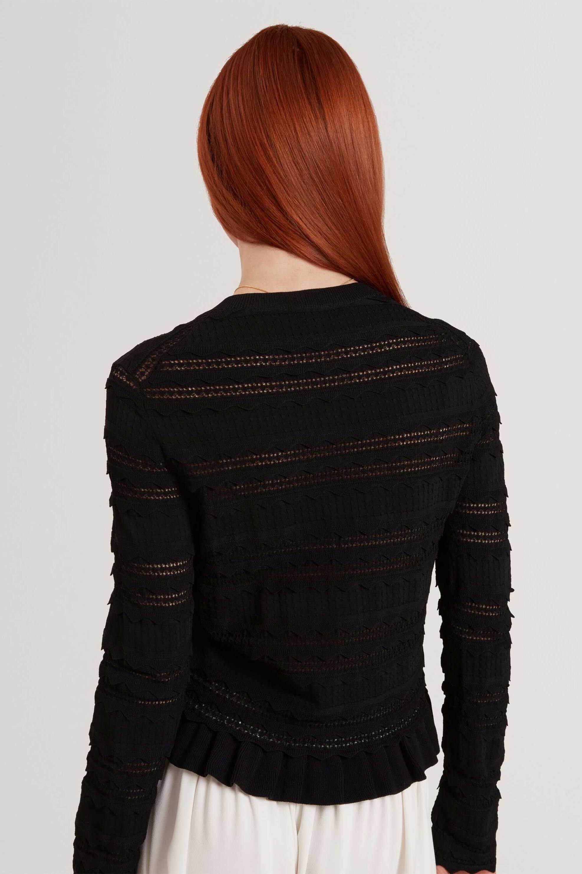 TED BAKER Ted Baker γυναικεία ζακέτα πλεκτή με βολάν "Avria" - 284874 Μαύρο - 2