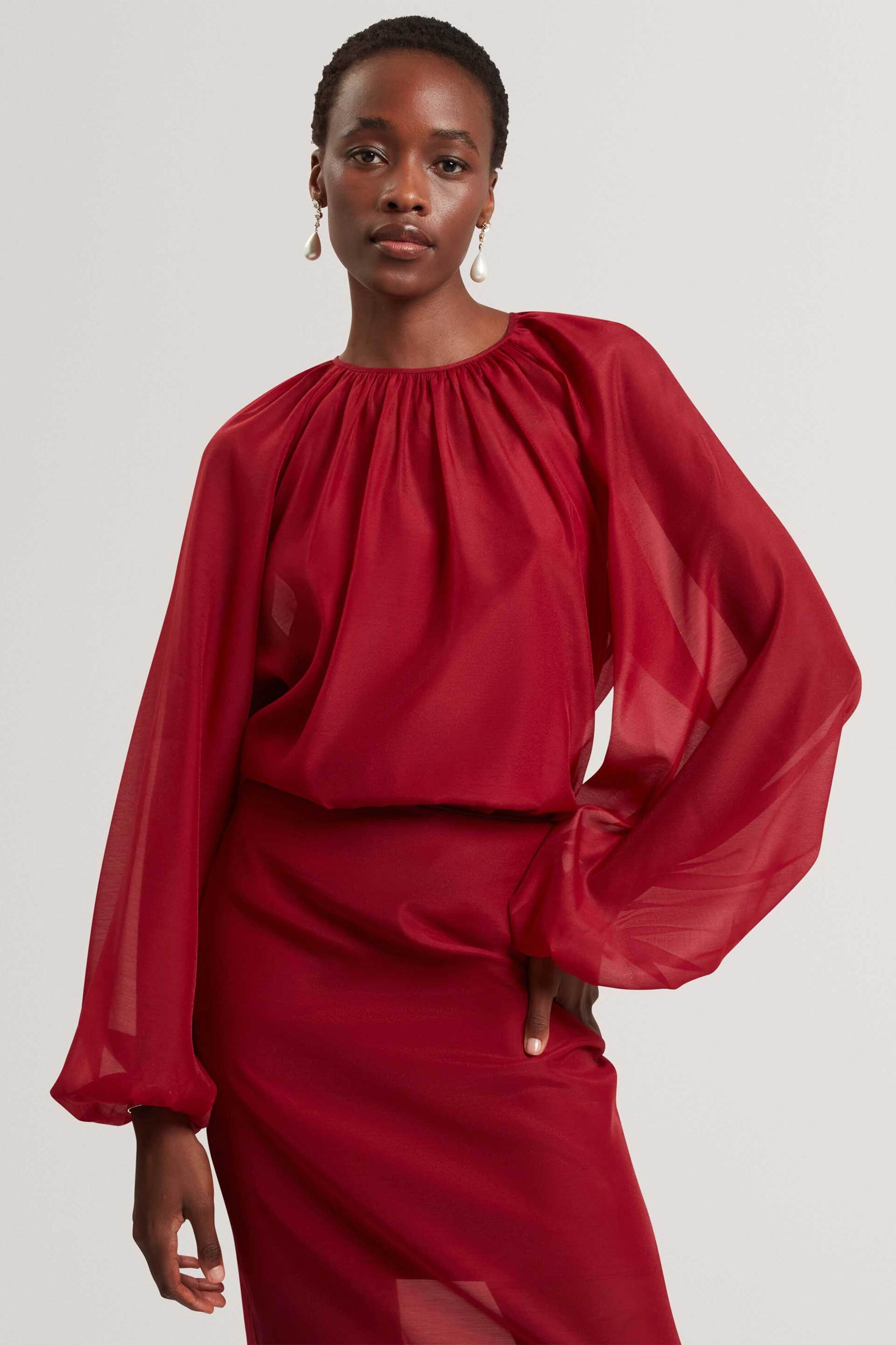 TED BAKER Ted Baker γυναικεία μπλούζα με μανίκια balloon "Eelana" - 284936 Κόκκινο
