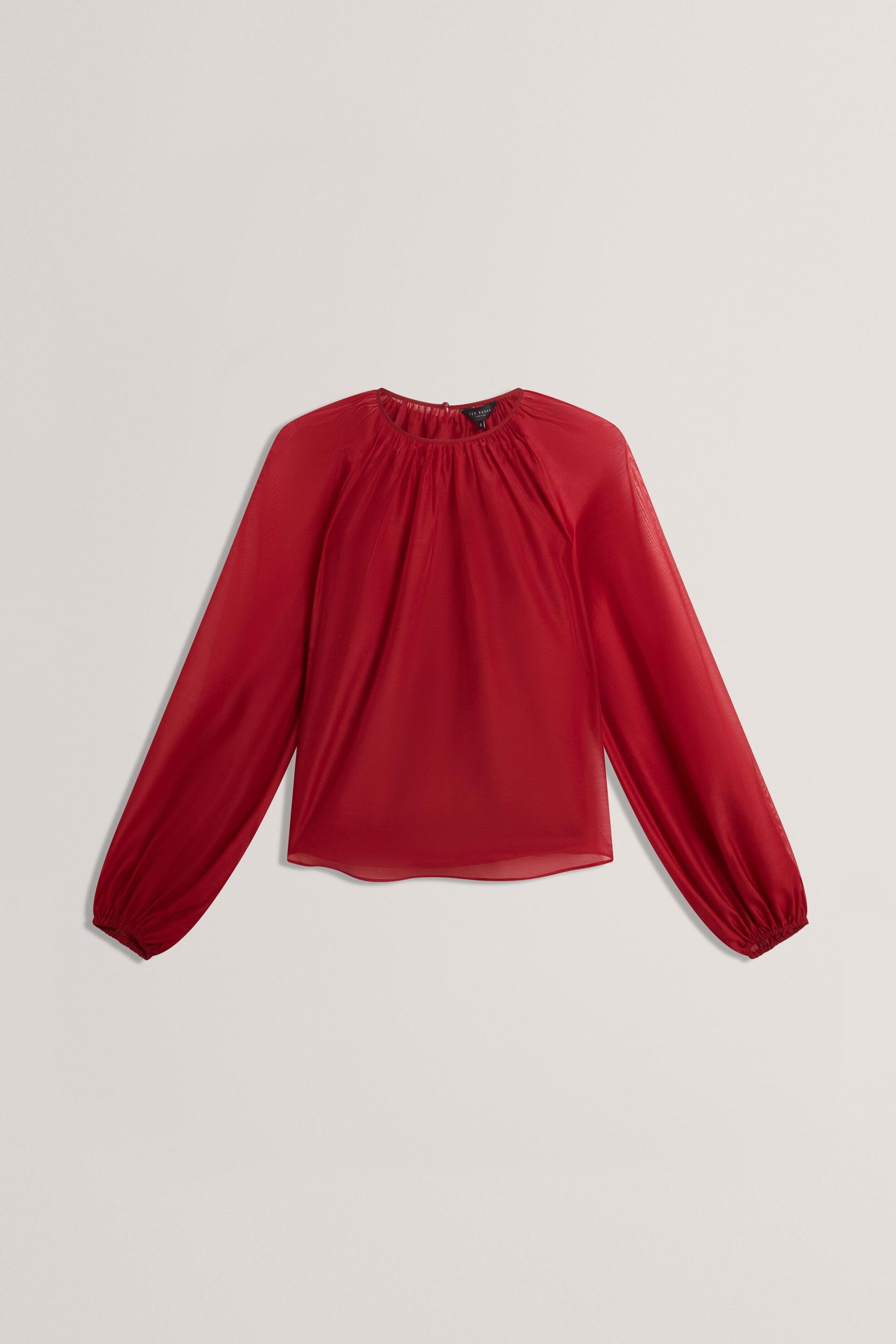 Ted Baker Γυναικεία Μπλούζα με Μανίκια Balloon Eelana - 284936 Κόκκινο