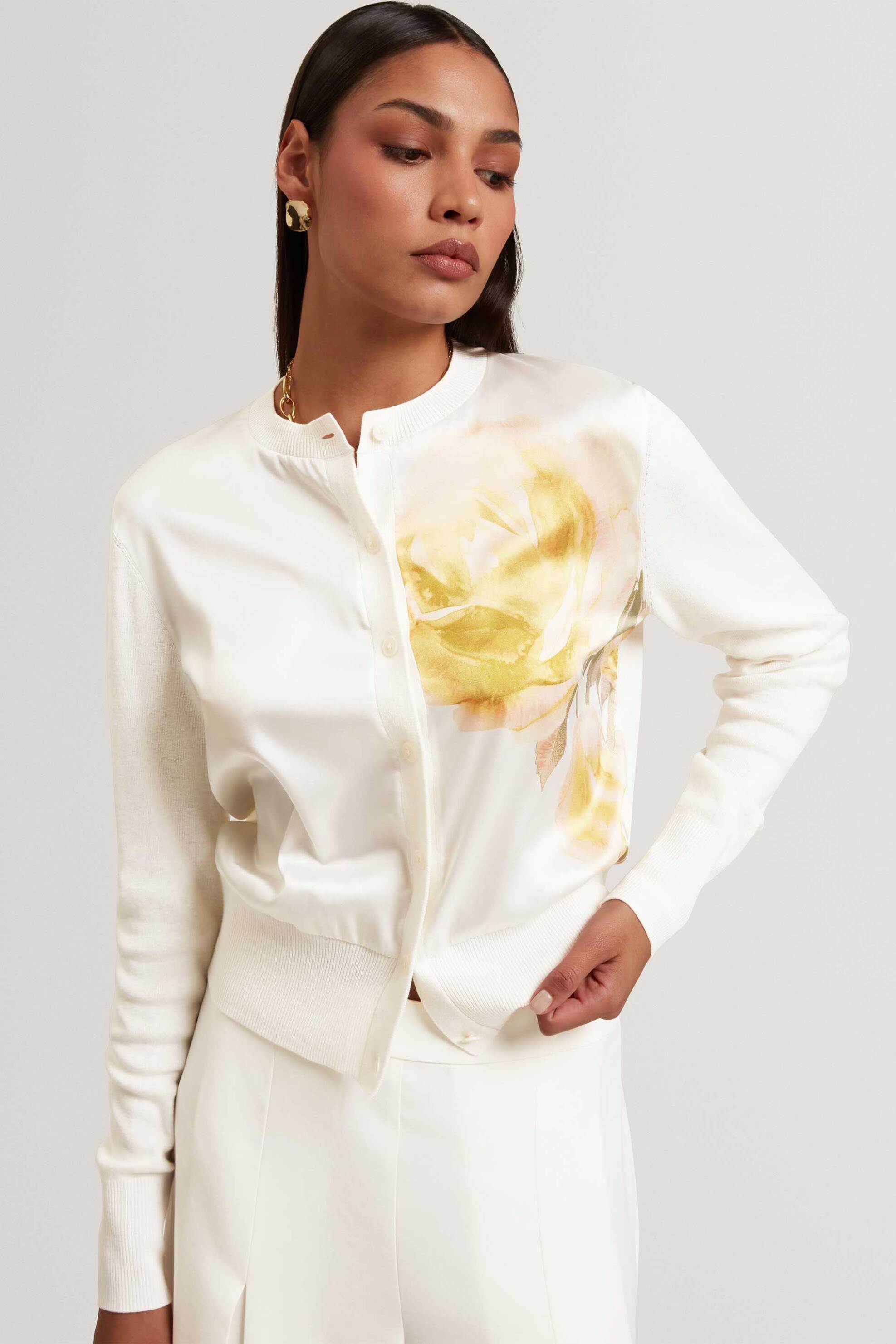 TED BAKER Ted Baker γυναικεία ζακέτα με floral σχέδιο "Isalda" - 285402 Εκρού