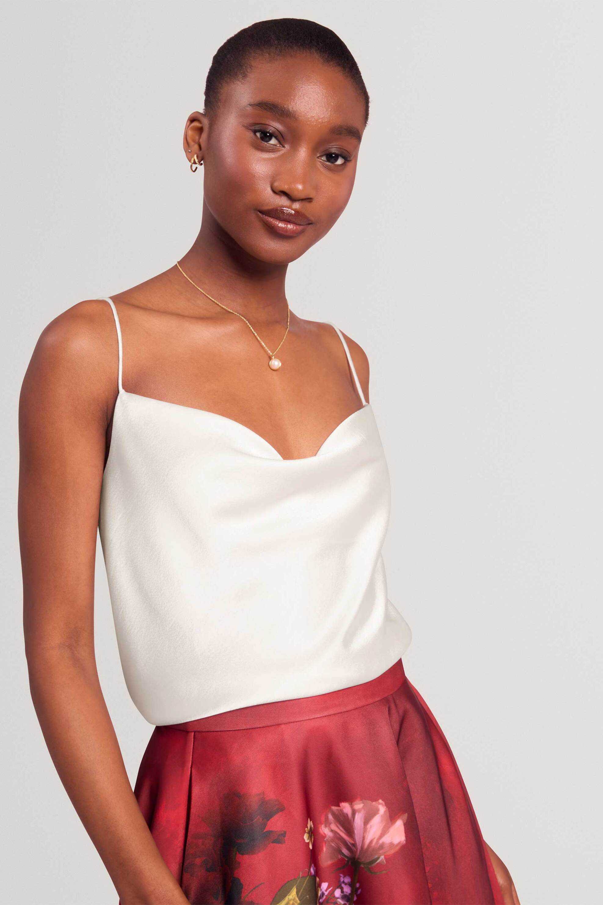 Ted Baker γυναικείο σατέν τοπ ντραπέ 