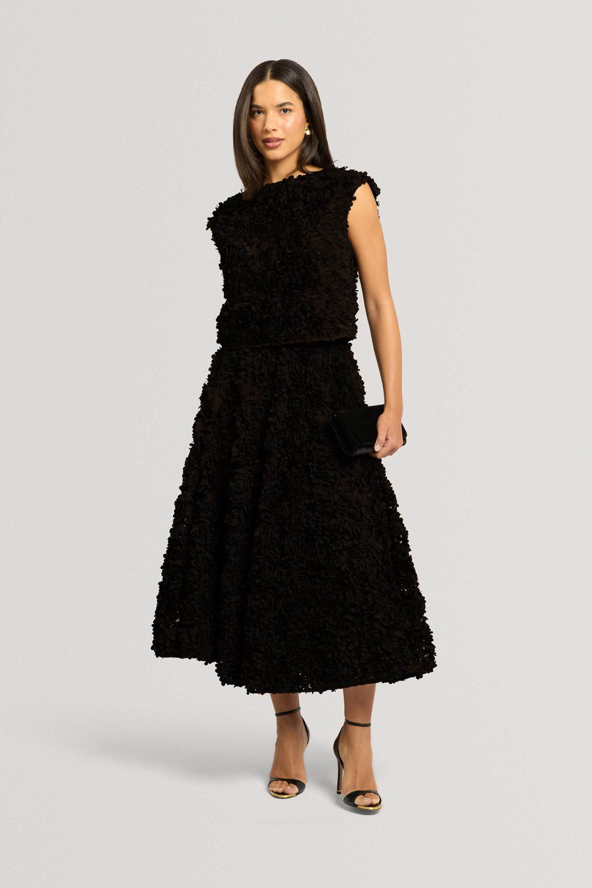 TED BAKER Ted Baker γυναικείο τοπ με ανάγλυφο ύφασμα με τρισδιάστατη υφή "Bakaa" - 285155 Μαύρο - 2