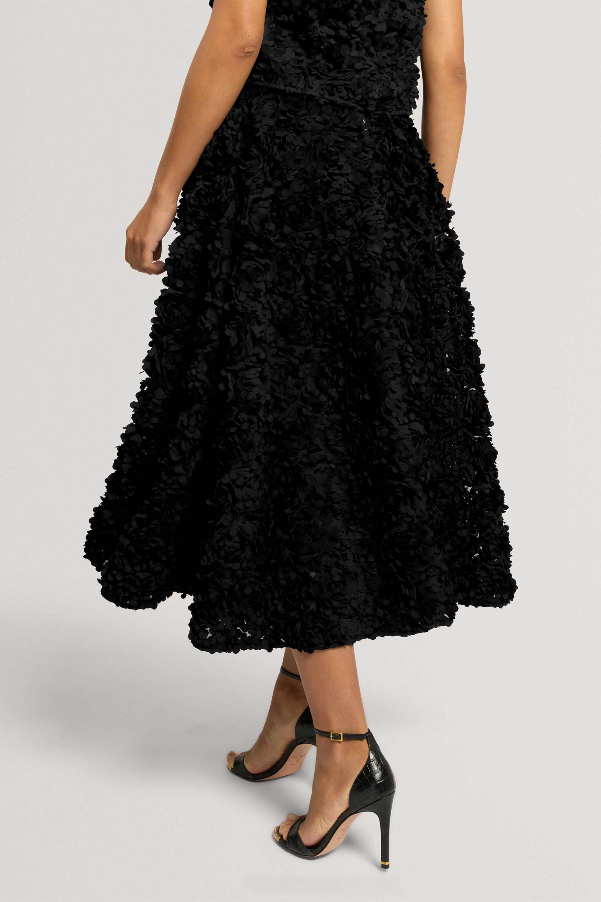 TED BAKER Ted Baker γυναικεία φούστα με ανάγλυφο ύφασμα με τρισδιάστατη υφή "Solica" - 285156 Μαύρο - 3