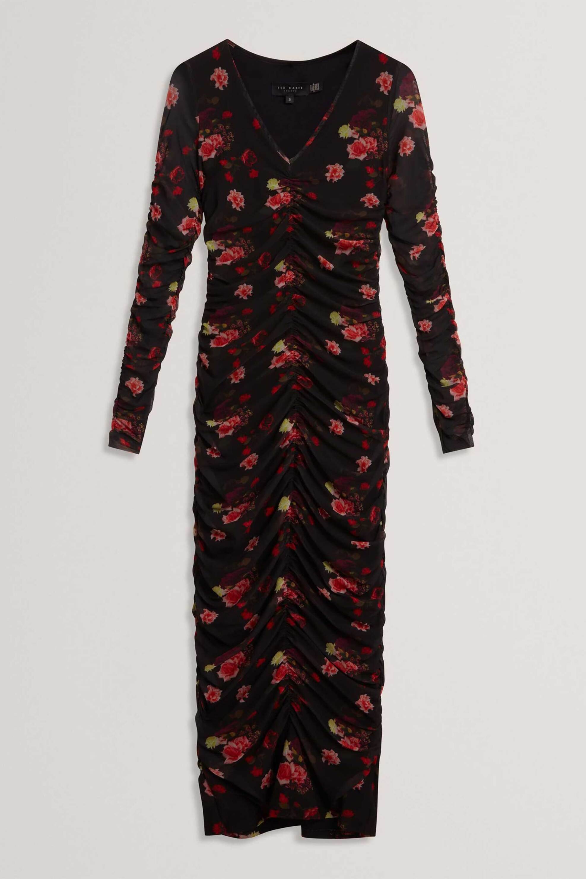 Ted Baker Γυναικείο Midi Φόρεμα με Print Sylira - 285276 Μαύρο