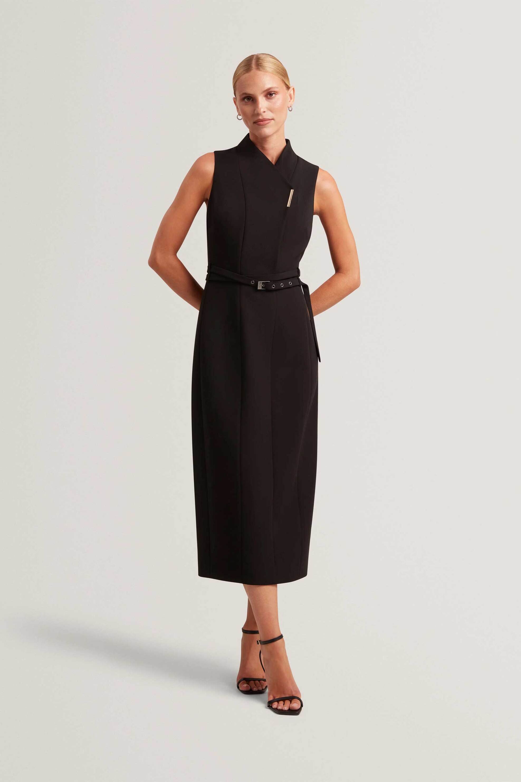 Ted Baker γυναικείο midi φόρεμα αμάνικο 