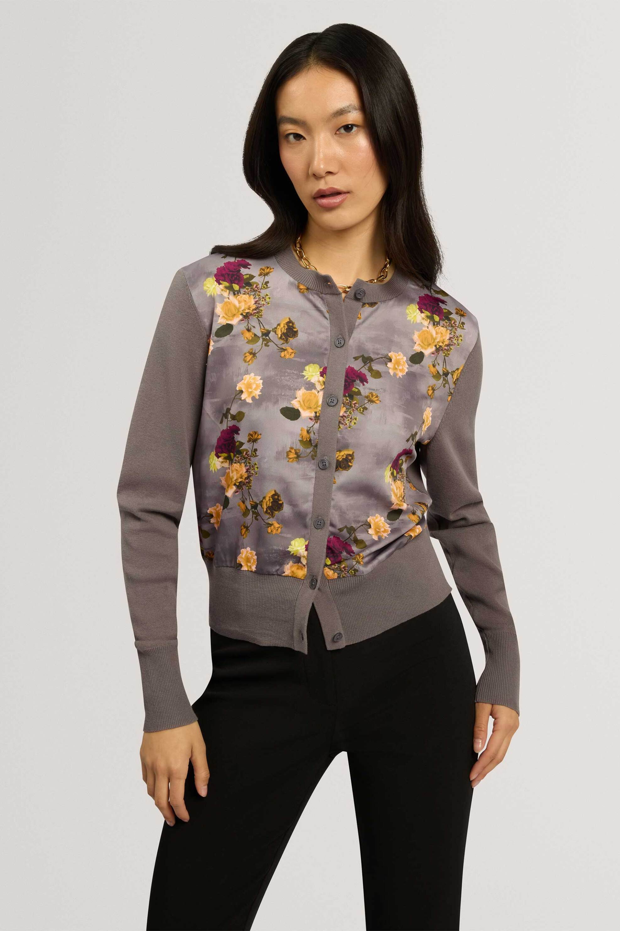 TED BAKER Ted Baker γυναικεία ζακέτα με floral print "Rosalah" - 285654 Γκρι