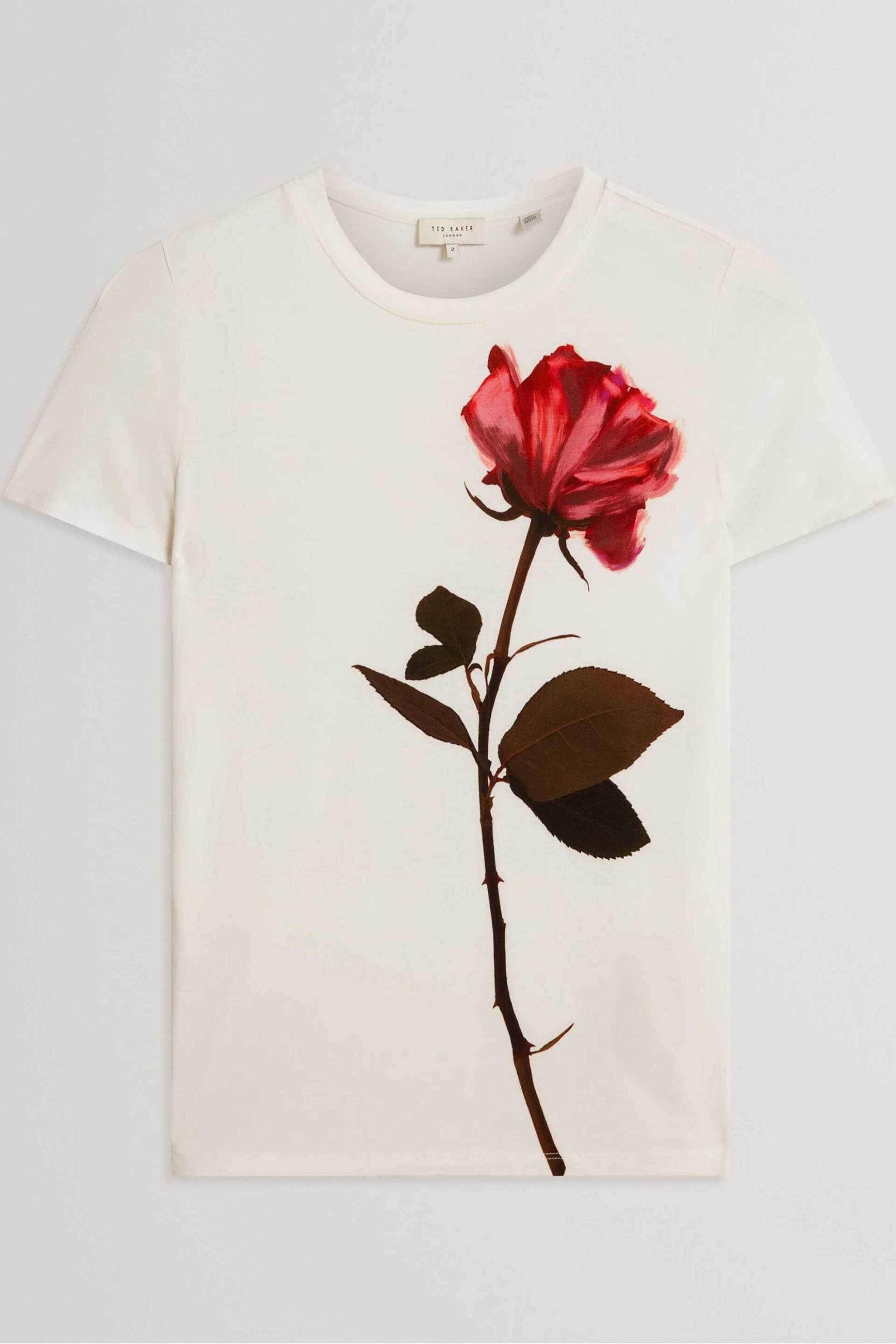 Ted Baker Γυναικείο T-Shirt με Floral Print Jeneli - 285672 Εκρού