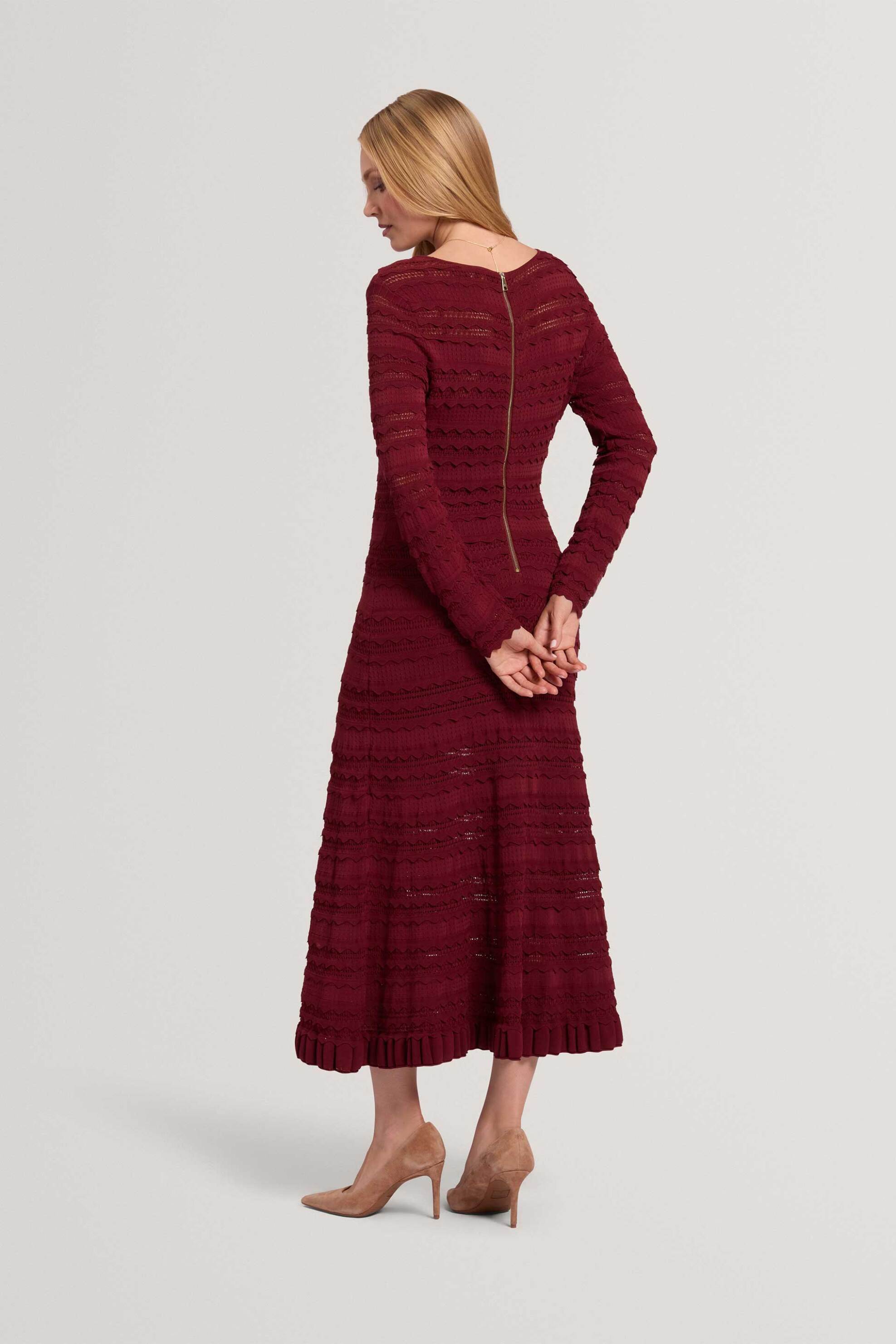 TED BAKER Ted Baker γυναικείο midi φόρεμα πλεκτό "Kaseya" - 286141 Μπορντό - 3